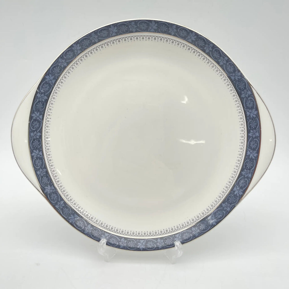 Royal Doulton (ロイヤルドルトン) / サービングプレート (大皿) / Sherbrooke / 1970-1990年代 / Fine Bone China / イギリス / 銀彩, アカンサス,ブルー,洋食器,デザートプレート,パスタ皿,カレー皿 / [ビンテージ]