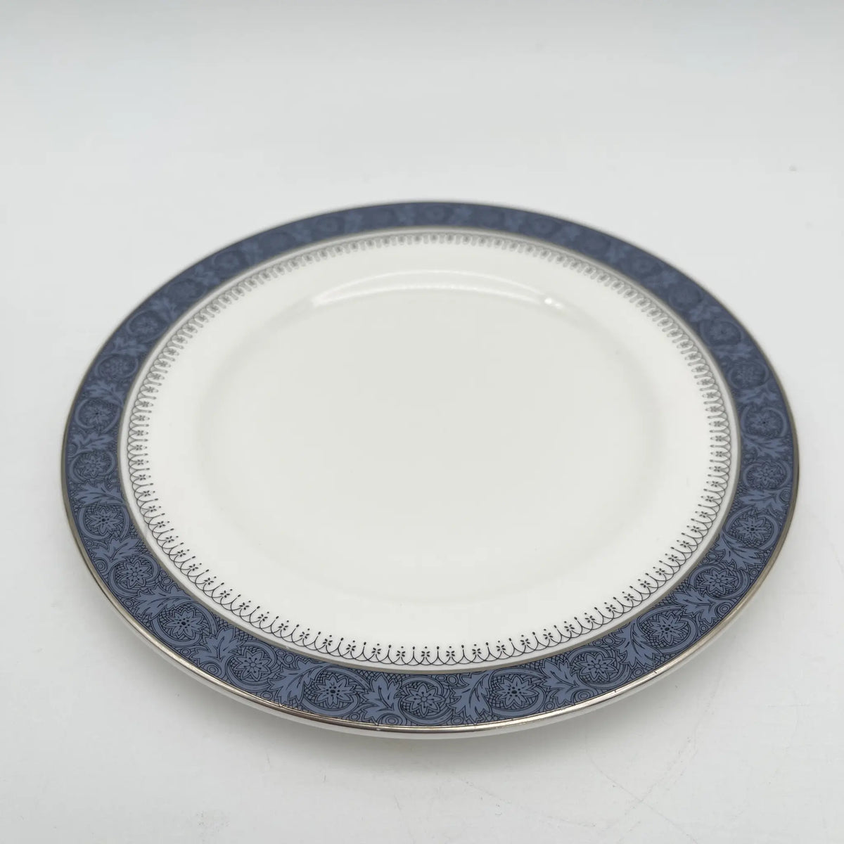 Royal Doulton（皇家道尔顿）/三重奏（c&s +甜点盘）2p / Sherbrooke / 1970-1990年代/ Fine Bone China /英国/ 杯和碟，银彩，簕菜，蓝色，西式餐具，2件套/[复古]