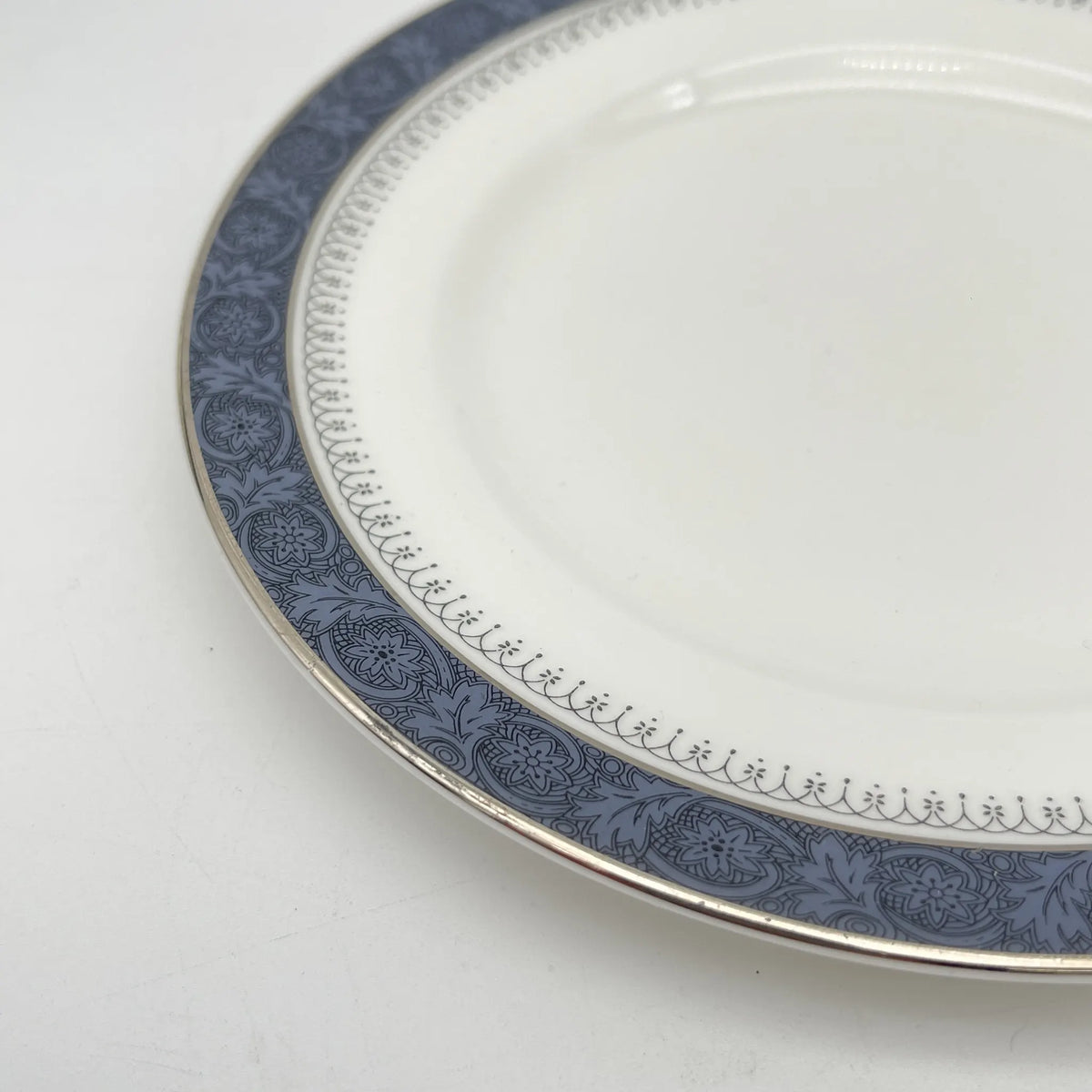 Royal Doulton / Trio 2P + Spare Saucer / Sherbrooke / 1970-1990s / Fine Bone China / England / Cup and saucer, silver, acanthus, blue, Western tableware, 2-piece set / [Vintage]