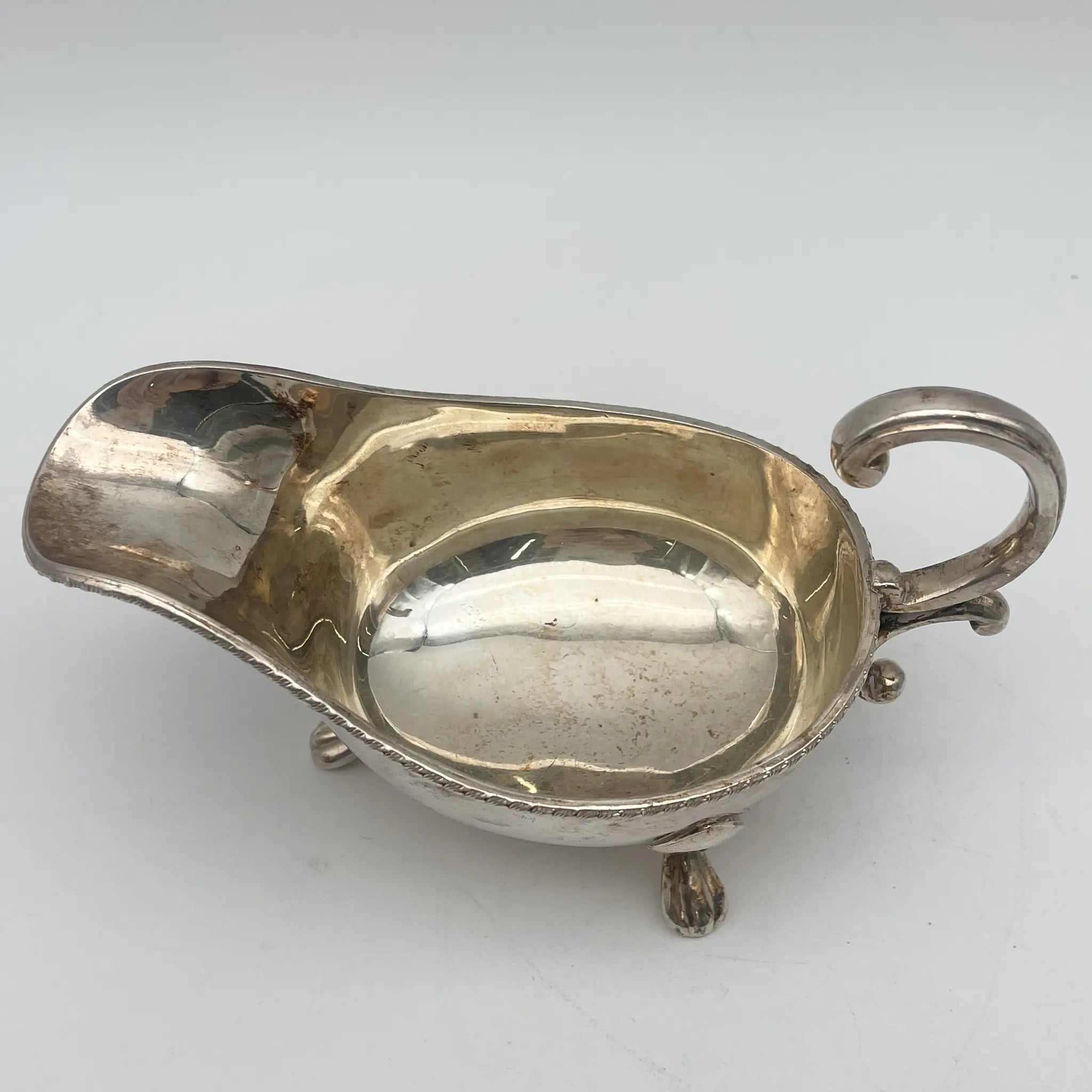 [Vintage] Gravy boat (Saucière/Sauce boat) / Viners / Estimated 1940s / Silver plate / England / Sheffield plate, with legs, Gadrun