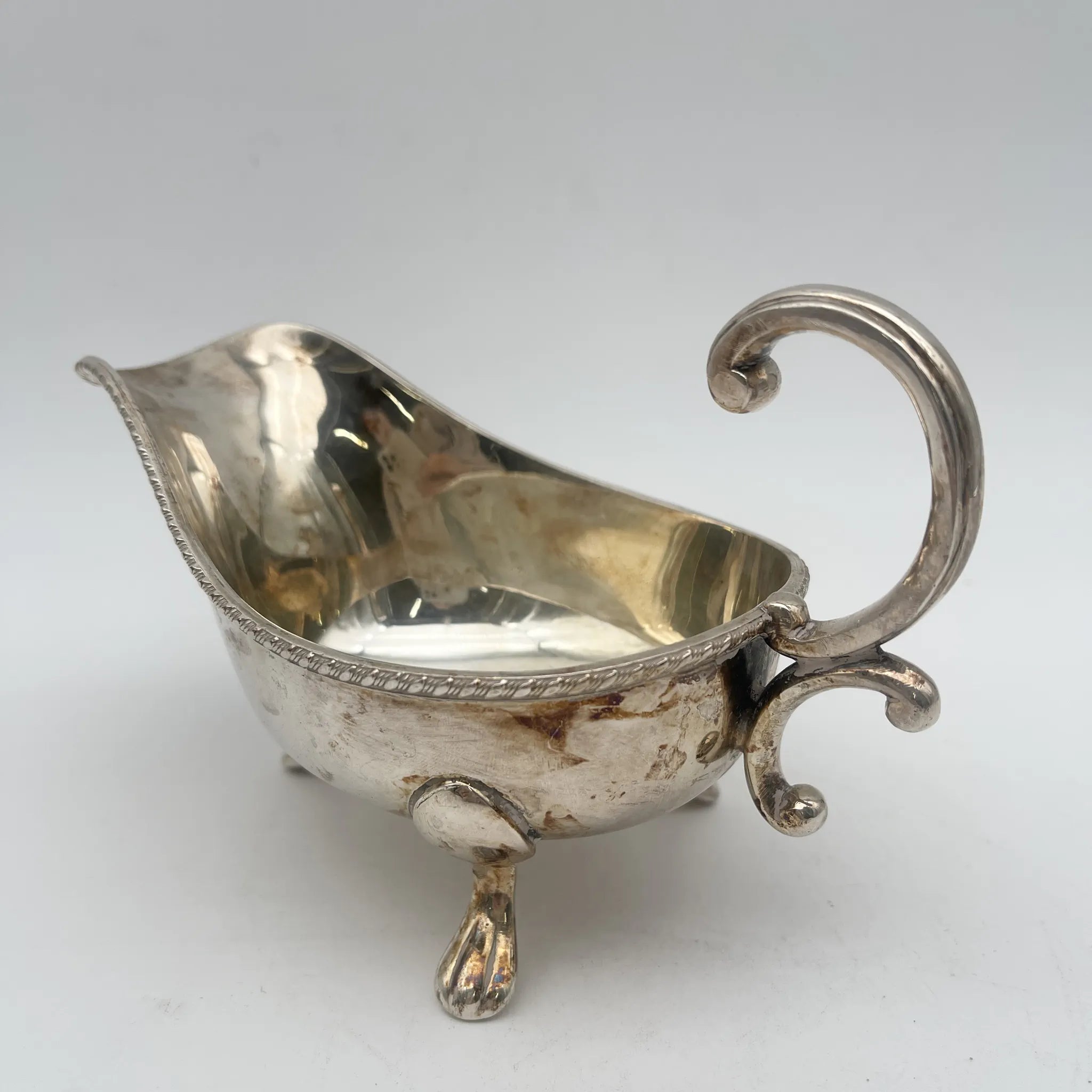 [Vintage] Gravy boat (Saucière/Sauce boat) / Viners / Estimated 1940s / Silver plate / England / Sheffield plate, with legs, Gadrun