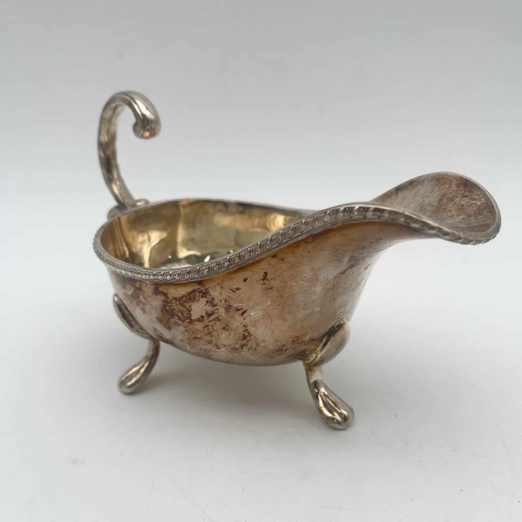 [Vintage] Gravy boat (Saucière/Sauce boat) / Viners / Estimated 1940s / Silver plate / England / Sheffield plate, with legs, Gadrun