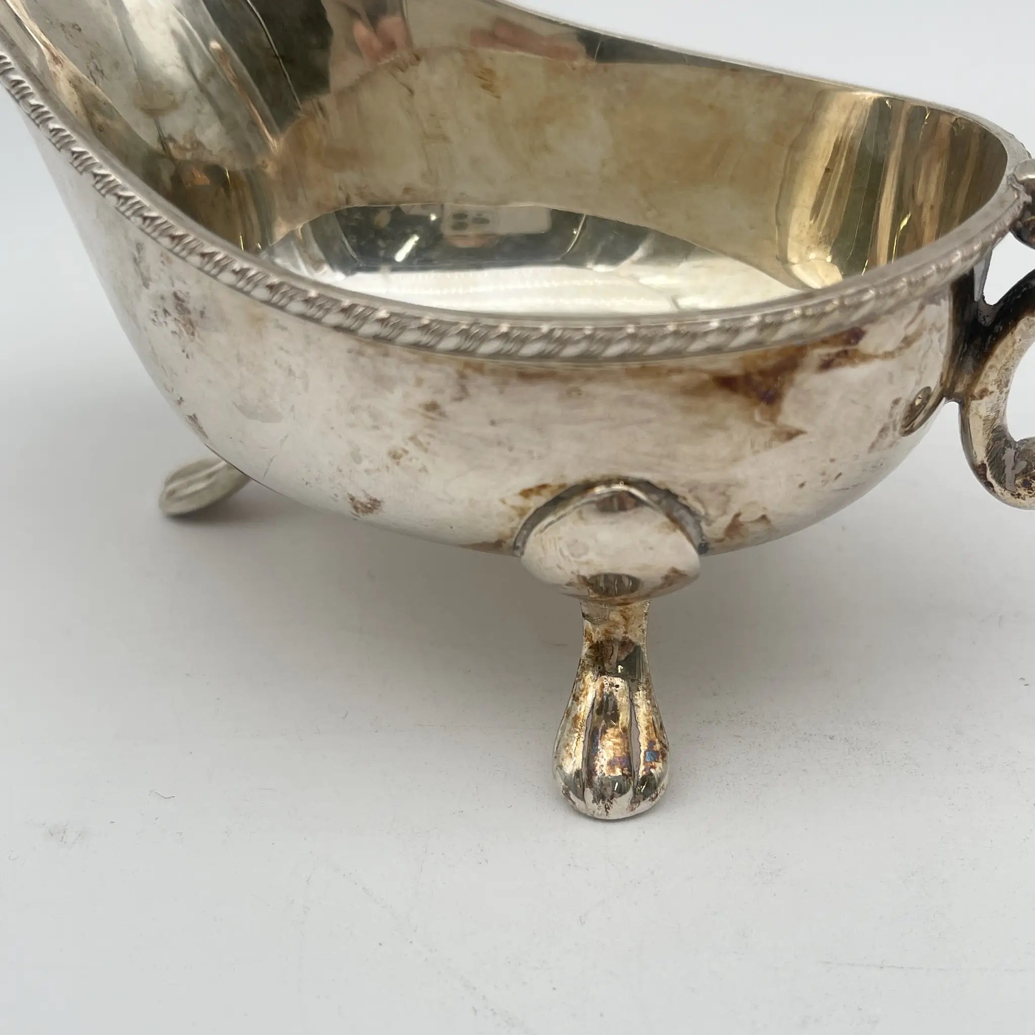 [Vintage] Gravy boat (Saucière/Sauce boat) / Viners / Estimated 1940s / Silver plate / England / Sheffield plate, with legs, Gadrun