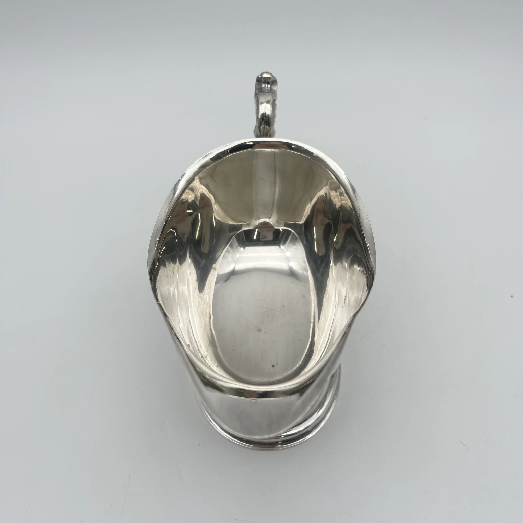 【复古】灰船(sauciere / sauce boat) / Sheridan Silver（谢里登银）/估计20c中期/银板/美国/ 踏板脚