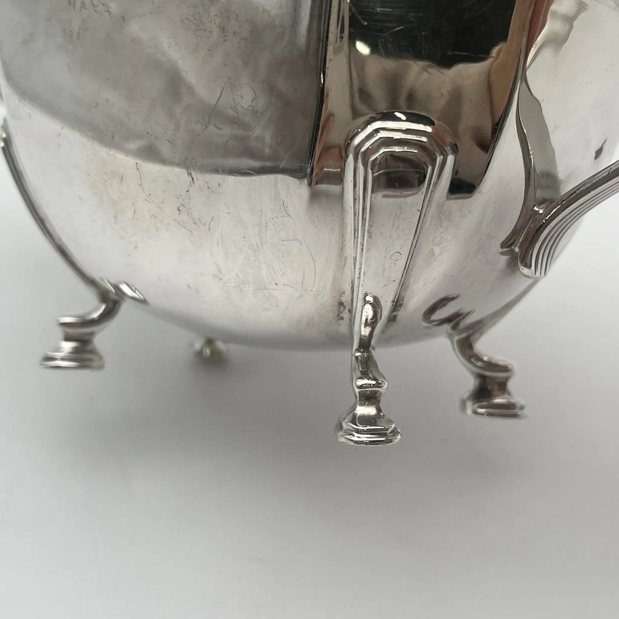 [Vintage] Sugar bowl (sugar pot) / Art Deco / Estimated 1930s / Silver plate / England / EPNS, with legs, octogonal