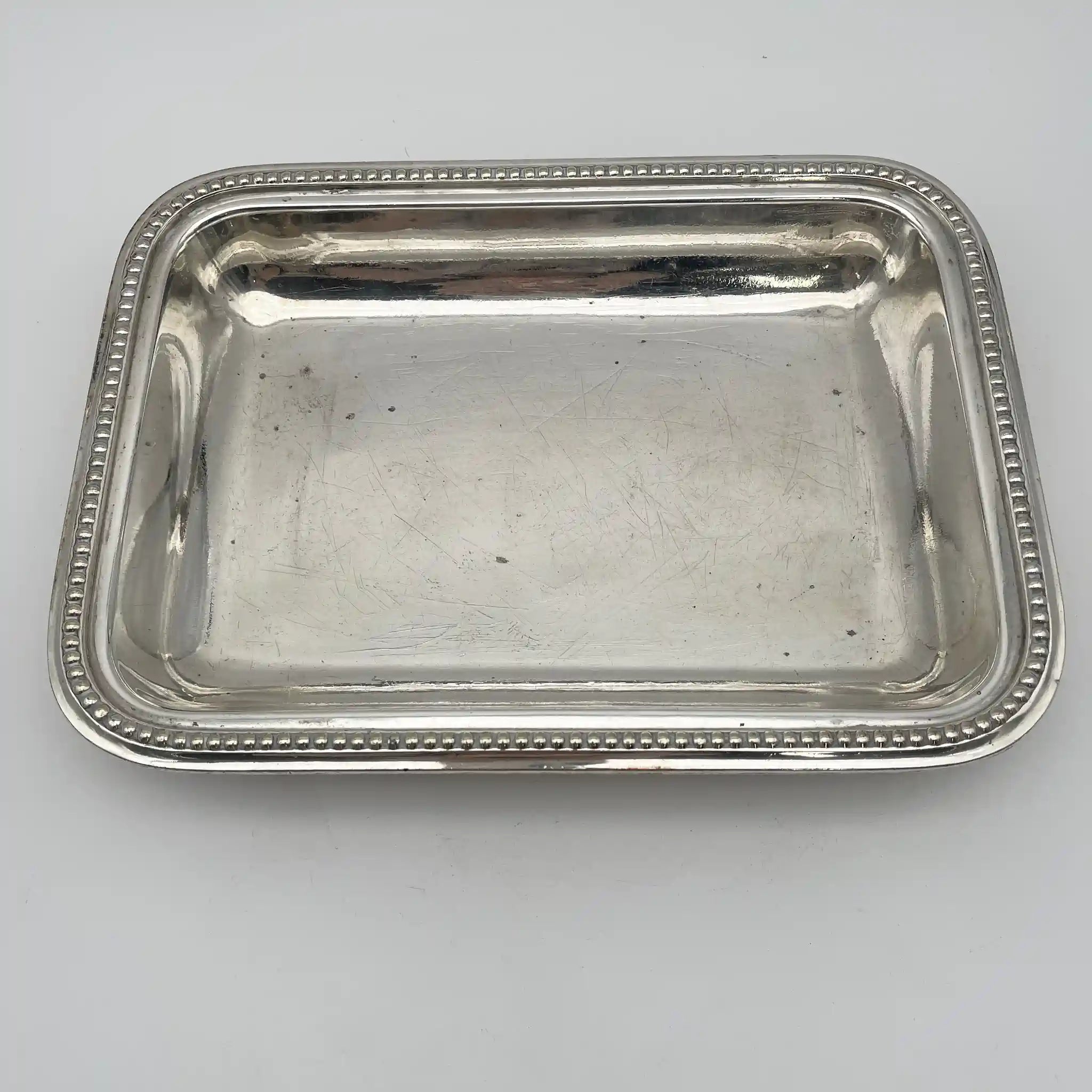 [Antique] Entre dish (large plate with lid) / Estimated early 20C / Silver plate / England / Acanthus, Gadrun, Detachable handle
