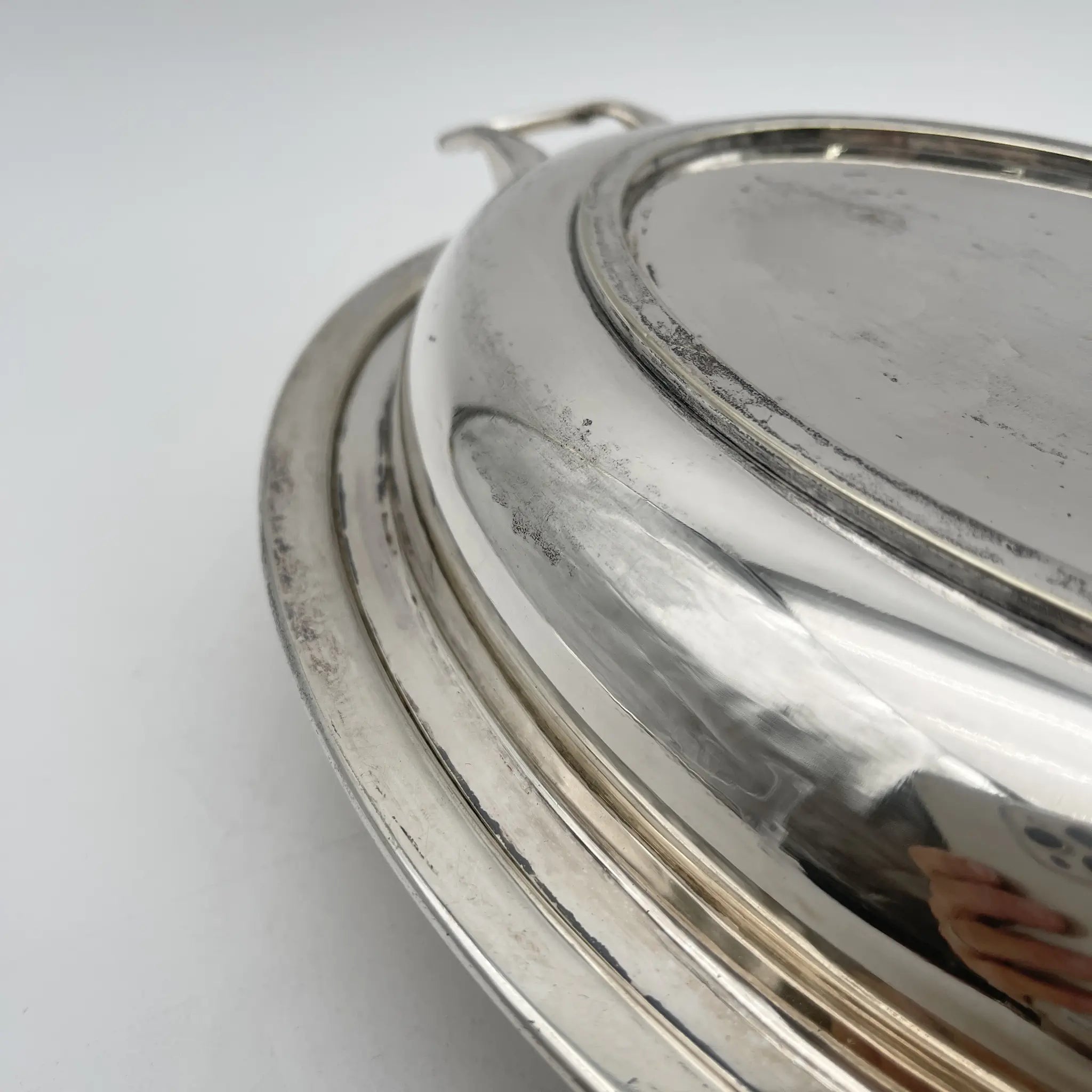 [Antique] Entre dish (large plate with lid) / Estimated early 20C / Silver plate / England / EPNS