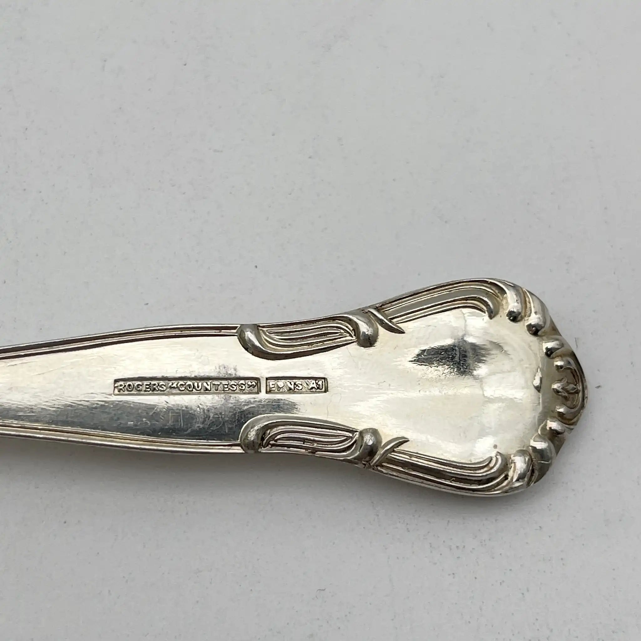 [Vintage] Desert spoon / Rogers / Countess / Estimated mid-20C / Silver plate / England / Acanthus