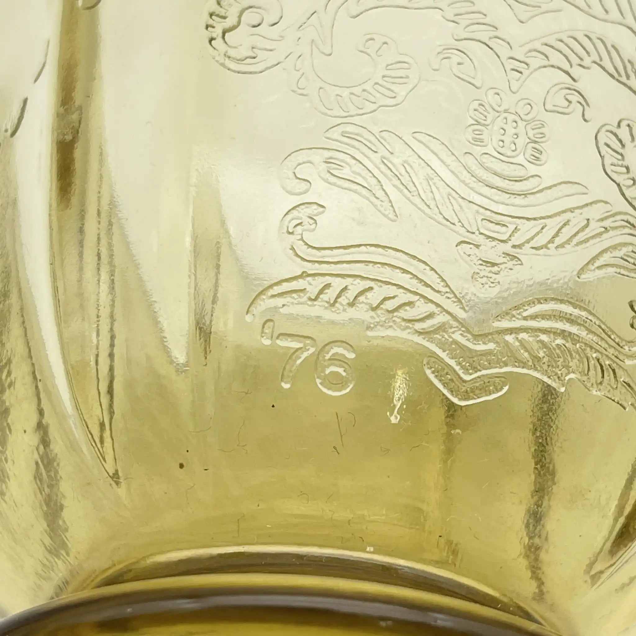 [Vintage] Creamer (milk pitcher) / Federal Glass / Madrid / Recollection / 1976 / Glass / America / Depression glass, embossed molding, amber