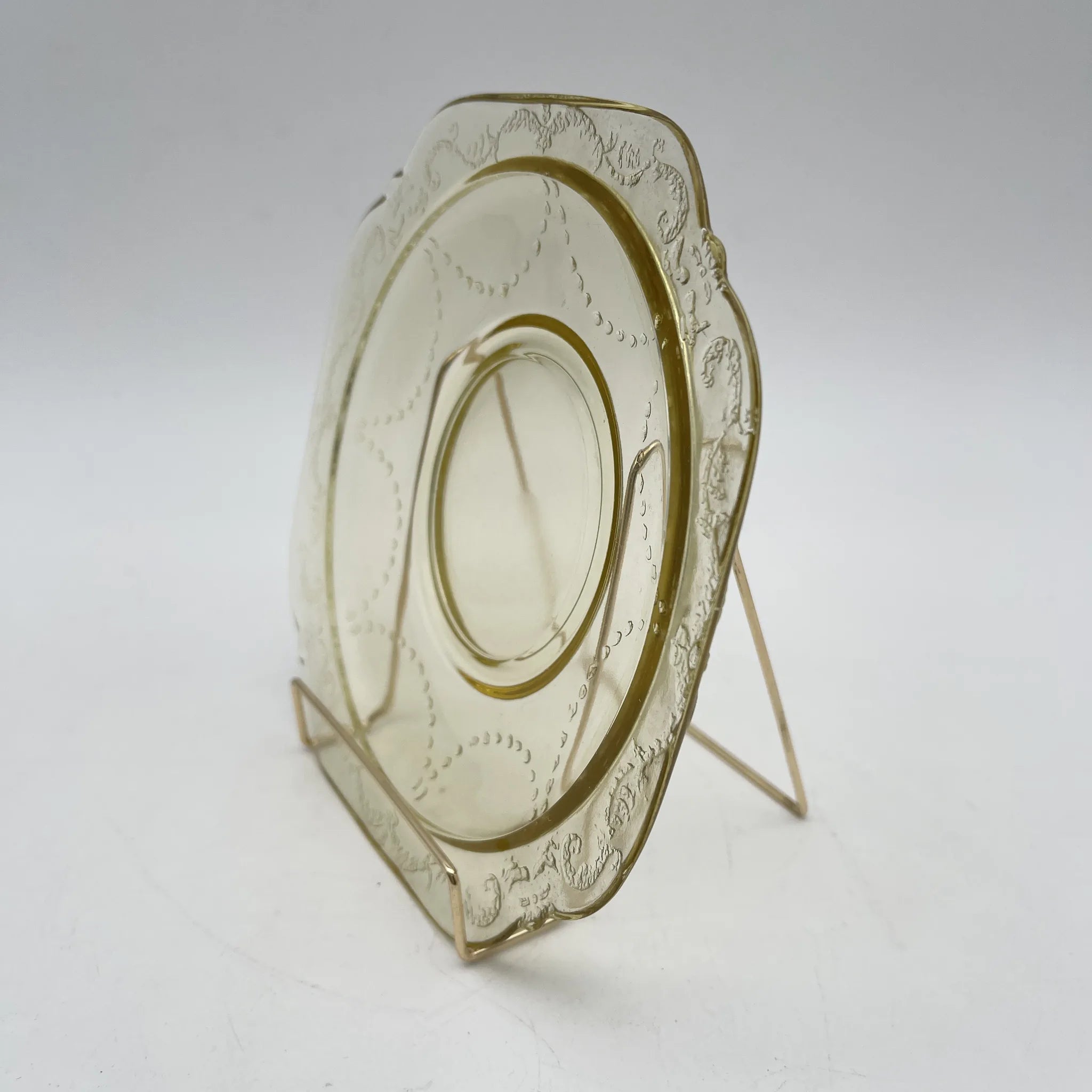 [Vintage] Cup & saucer 2P / Federal Glass / Madrid / 1930s / Glass / America / Depression glass, embossed molding, amber