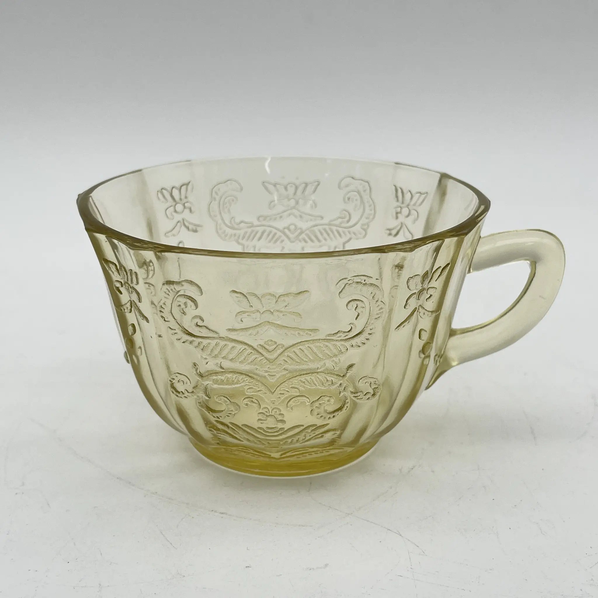 [Vintage] Cup & saucer 2P / Federal Glass / Madrid / 1930s / Glass / America / Depression glass, embossed molding, amber