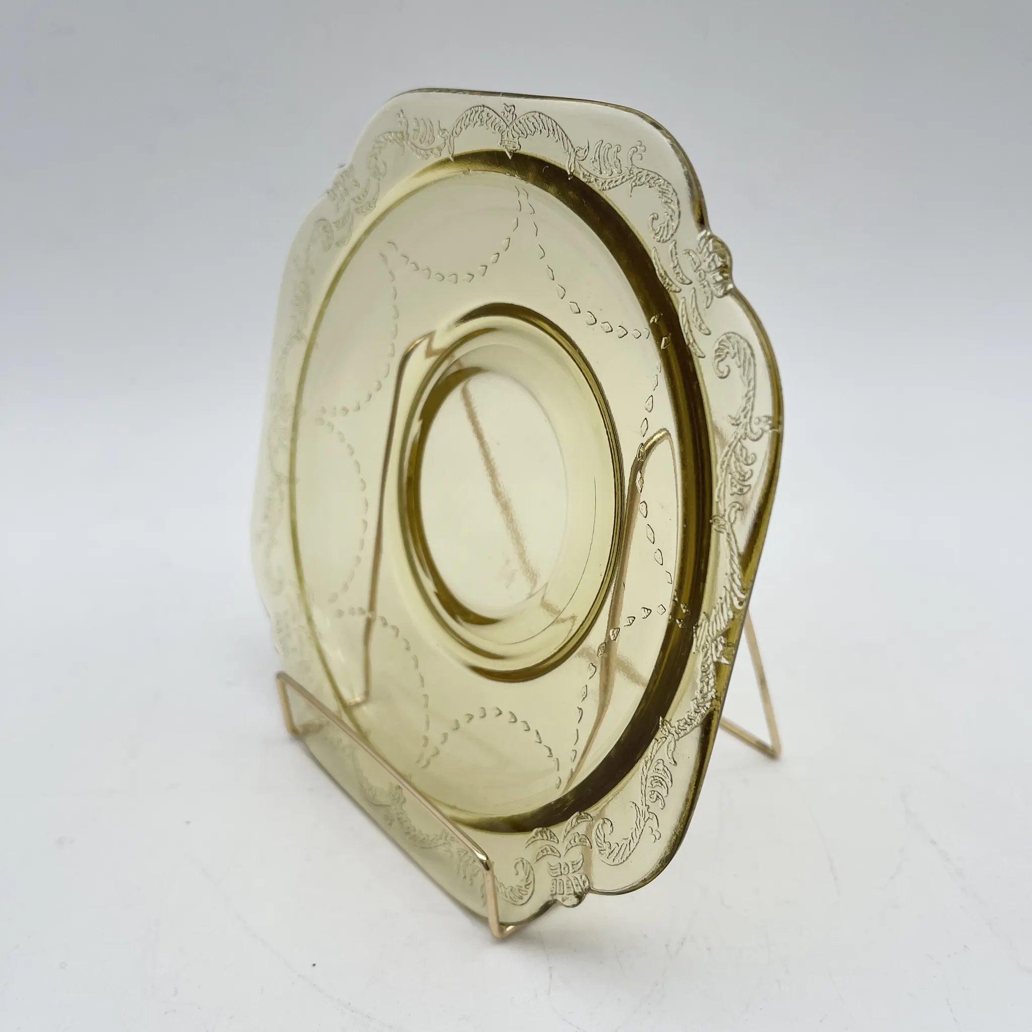 [Vintage] Cup & saucer 2P / Federal Glass / Madrid / Recollection / 1976 / Glass / America / Depression glass, embossed molding, amber