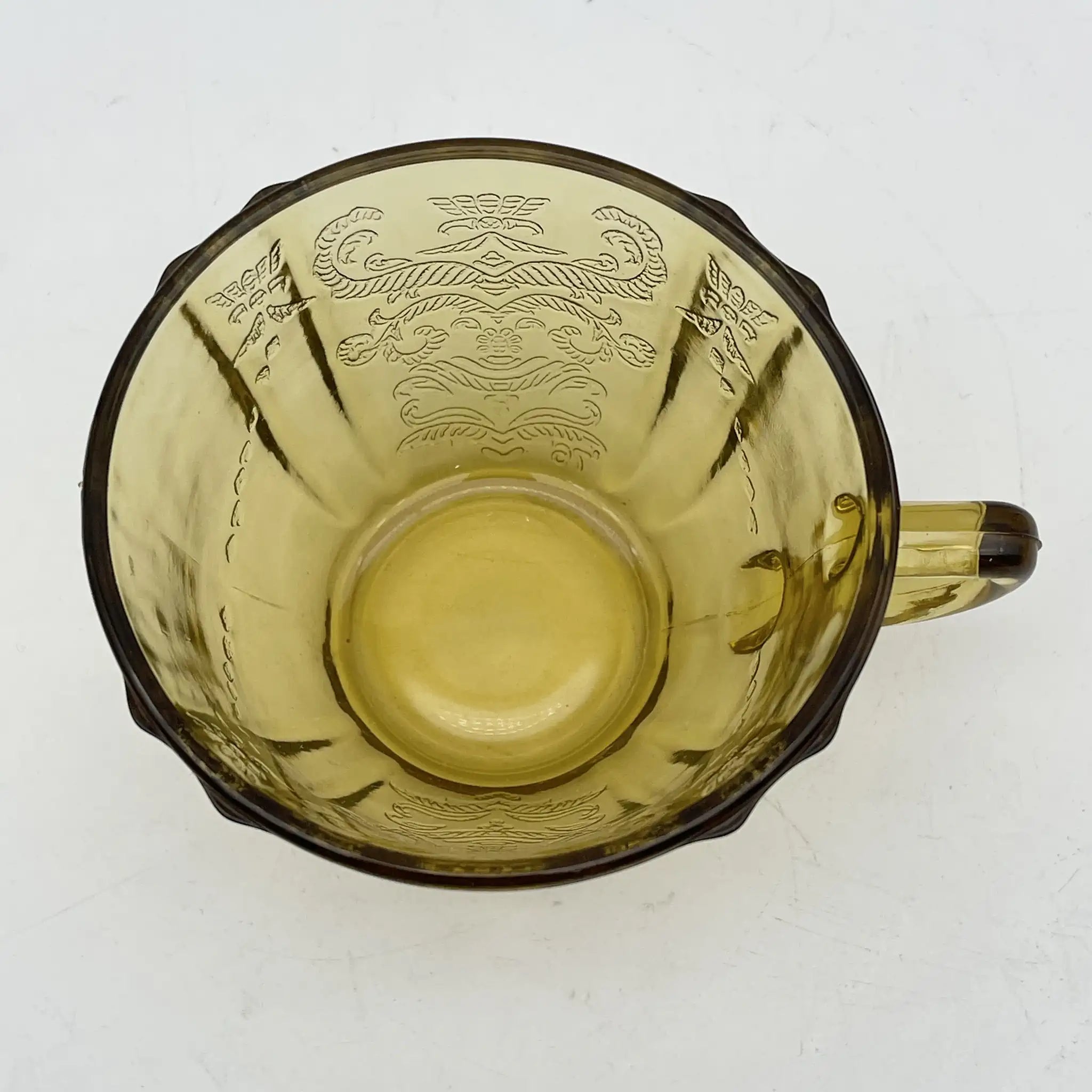 [Vintage] Cup & saucer 2P / Federal Glass / Madrid / Recollection / 1976 / Glass / America / Depression glass, embossed molding, amber