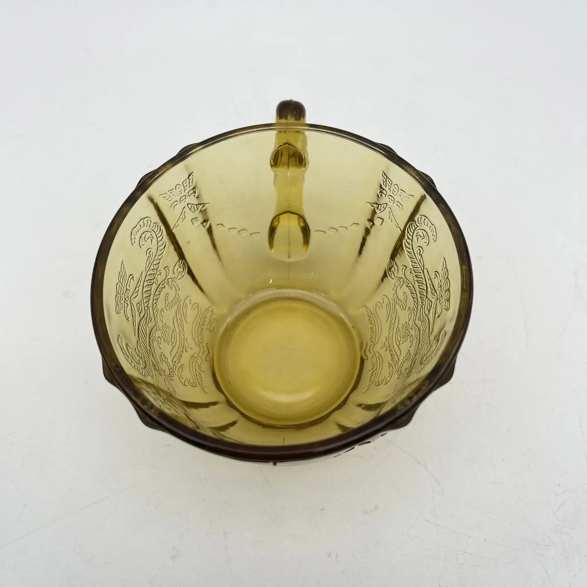 [Vintage] Cup & saucer 2P / Federal Glass / Madrid / Recollection / 1976 / Glass / America / Depression glass, embossed molding, amber