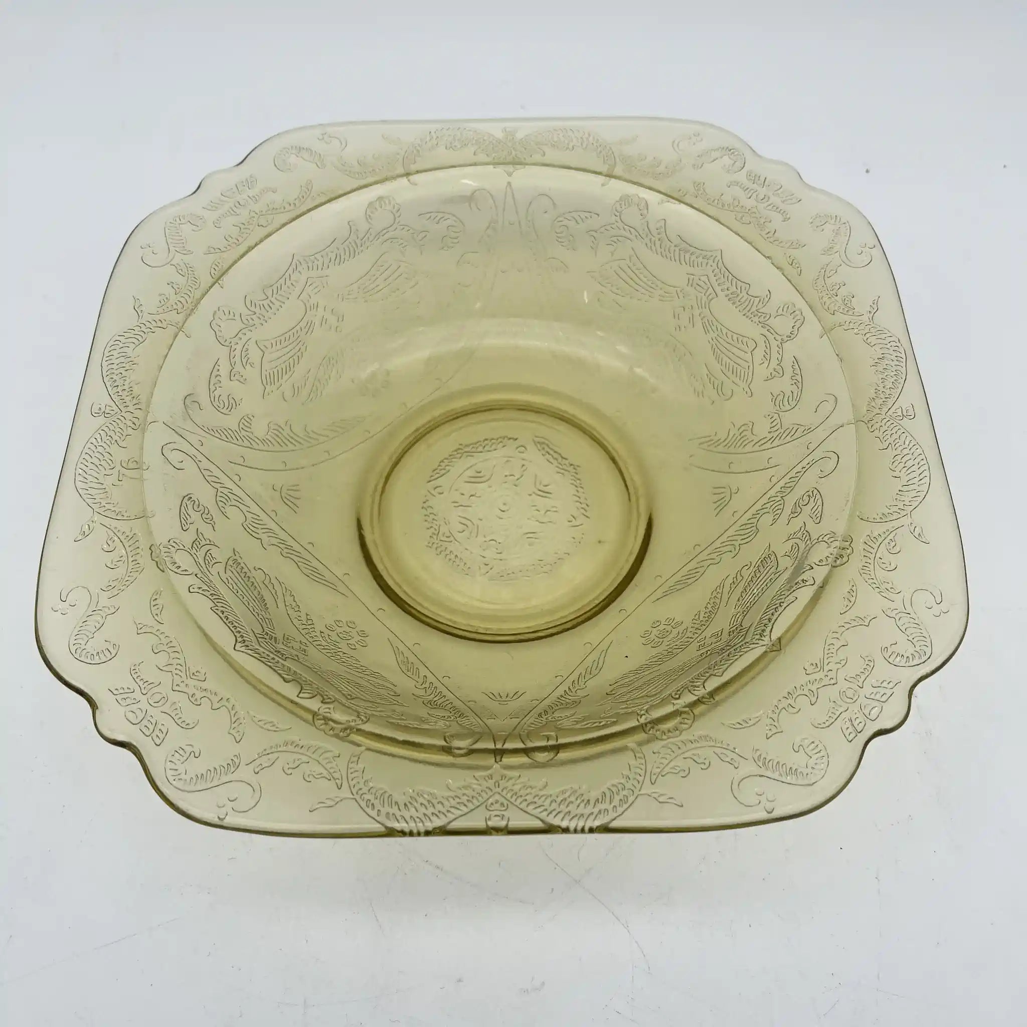 【ビンテージ】 シリアルボウル (中鉢) / Federal Glass (フェデラル・グラス) / Madrid / Recollection / 1976 / ガラス / アメリカ / デプレッショングラス, 型押し成型, アンバー