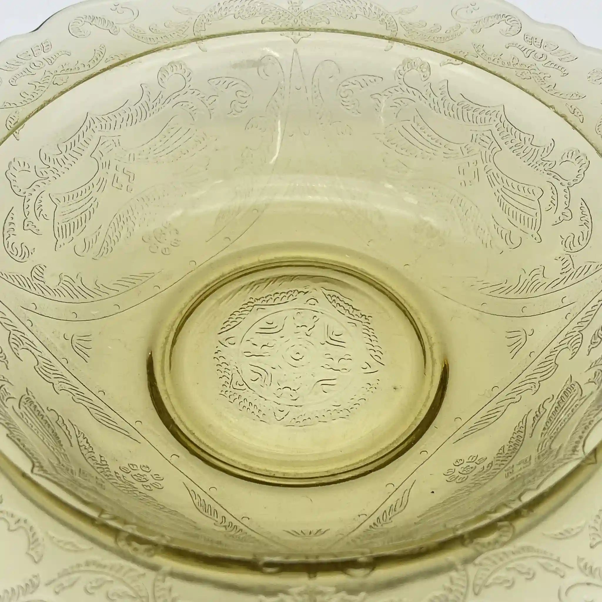 [Vintage] Cereal bowl (medium bowl) / Federal Glass / Madrid / Recollection / 1976 / Glass / America / Depression glass, embossed molding, amber