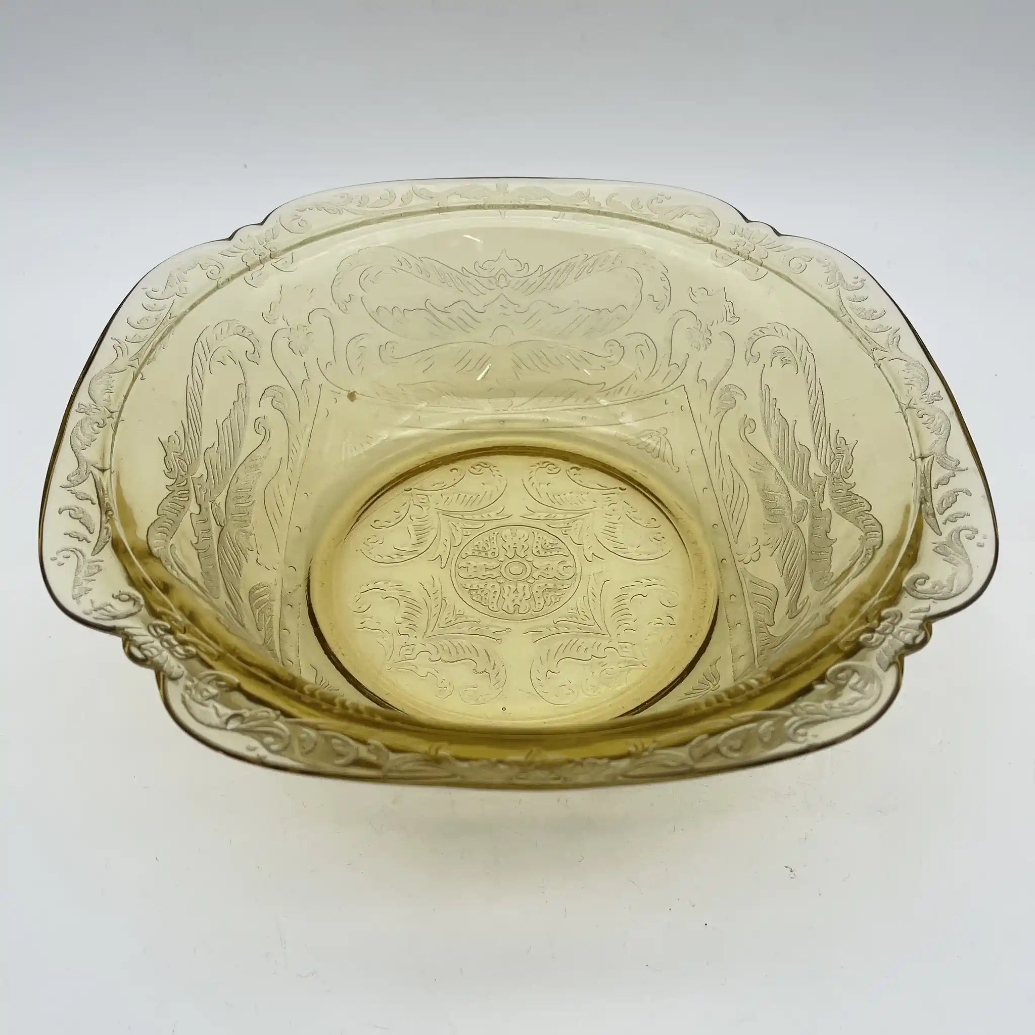 【ビンテージ】 サービングボウル (大鉢) / Federal Glass (フェデラル・グラス) / Madrid / 1930s / ガラス / アメリカ / デプレッショングラス, 型押し成型, アンバー