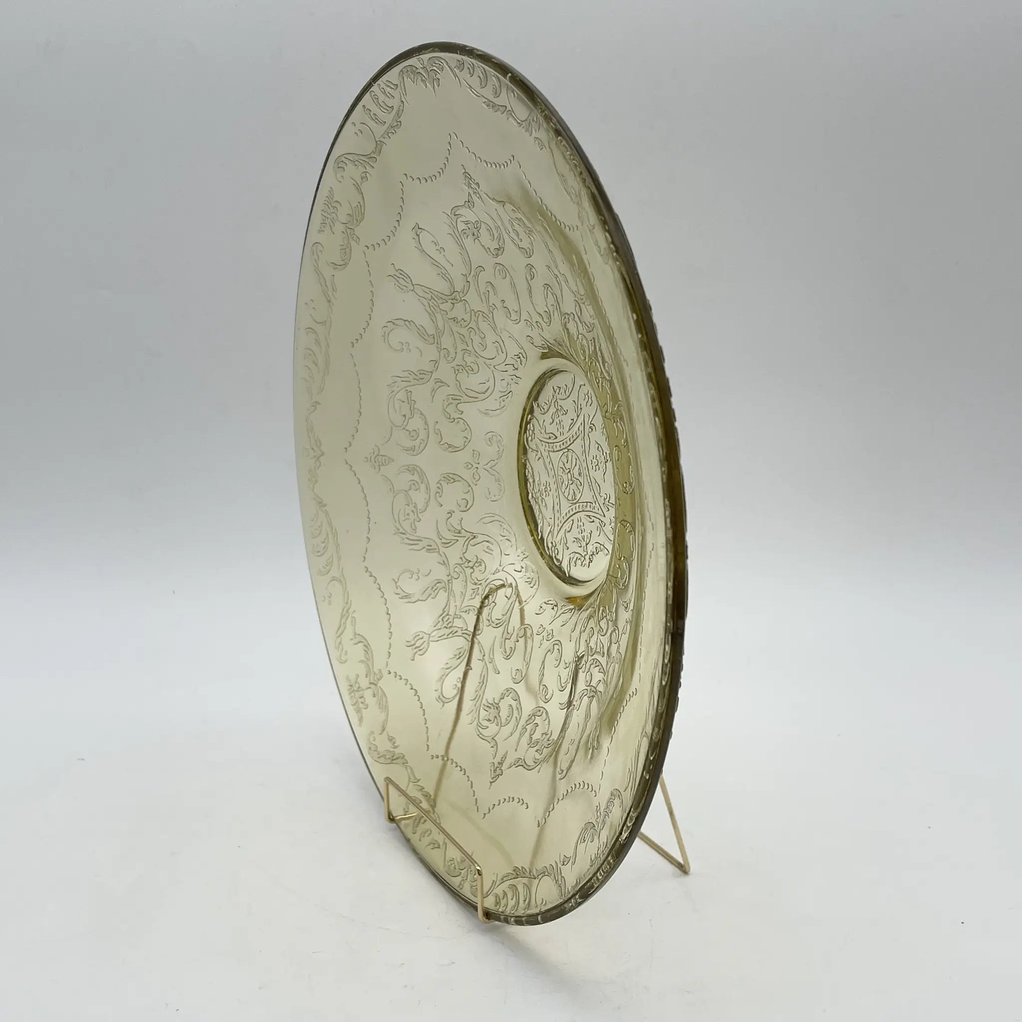 【ビンテージ】 サービングプレート (大皿) / Federal Glass (フェデラル・グラス) / Madrid / 1930s / ガラス / アメリカ / デプレッショングラス, 型押し成型, アンバー