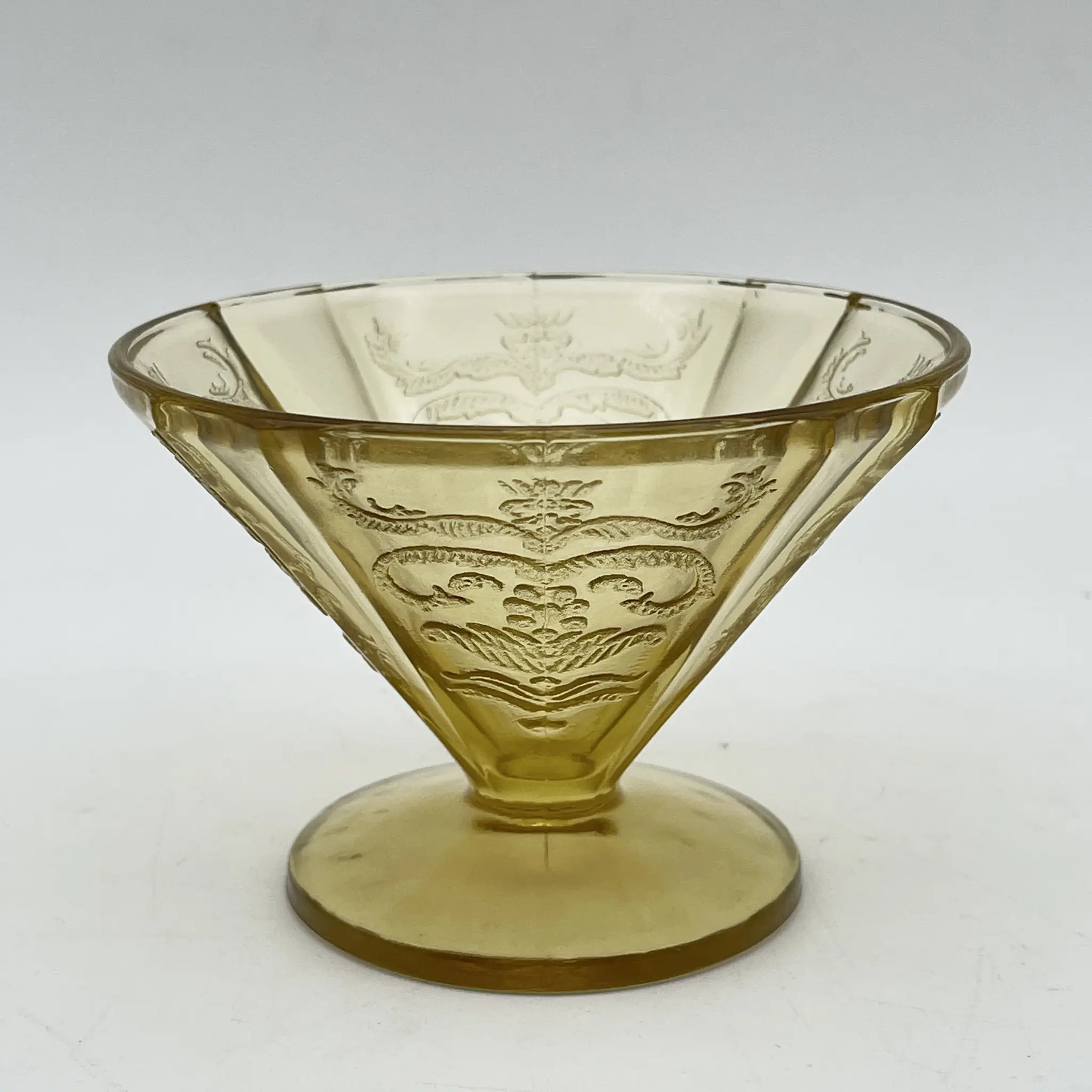 【ビンテージ】 シャーベットグラス / Indiana Glass (インディアナ・グラス) / Madrid / Recollection / 1980- / ガラス / アメリカ / デプレッショングラス, 型押し成型, アンバー