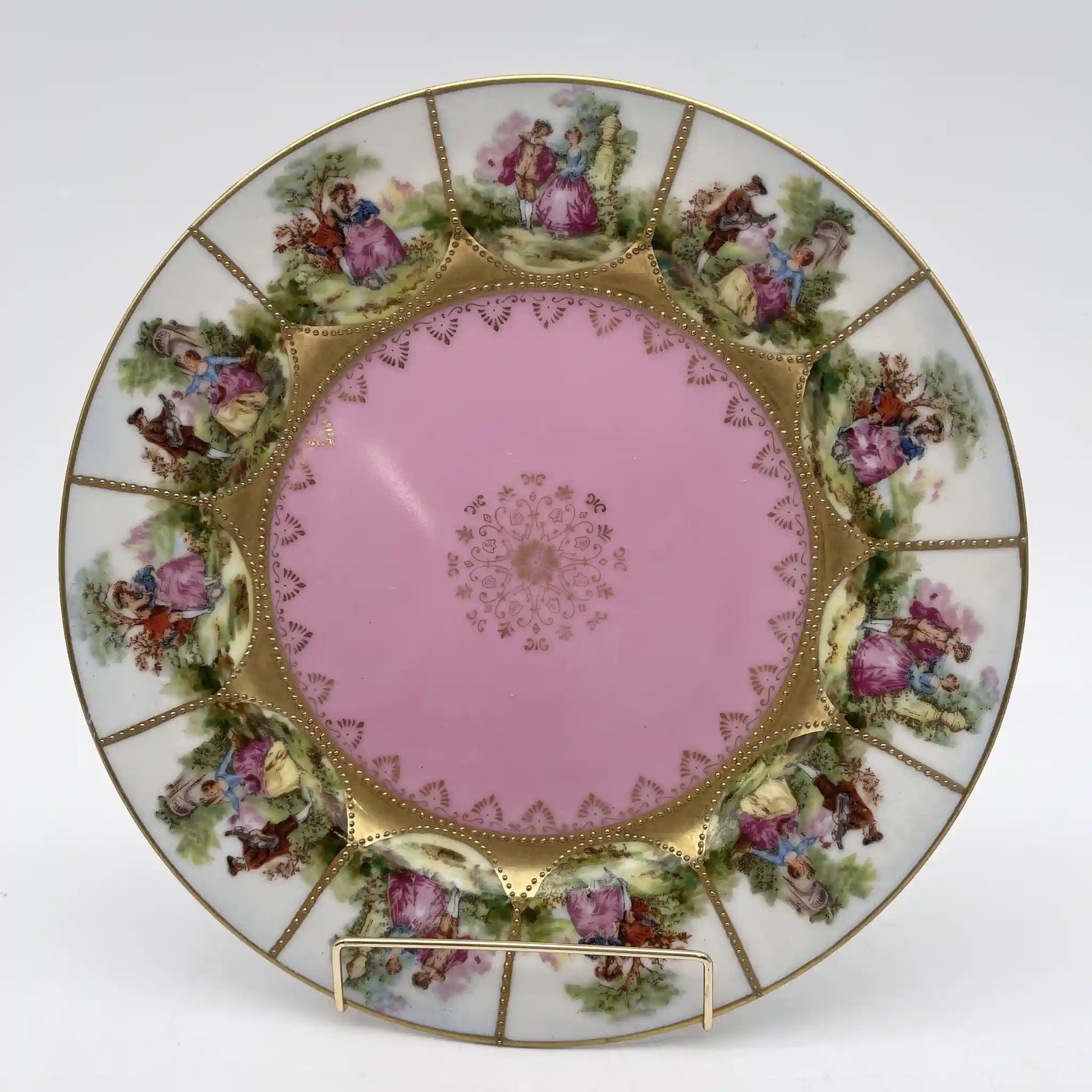 【アンティーク】 プレート / セーブル様式 / 推定19C後半 / 磁器 / フランス / フェート・ギャラント, 金彩盛り上げ