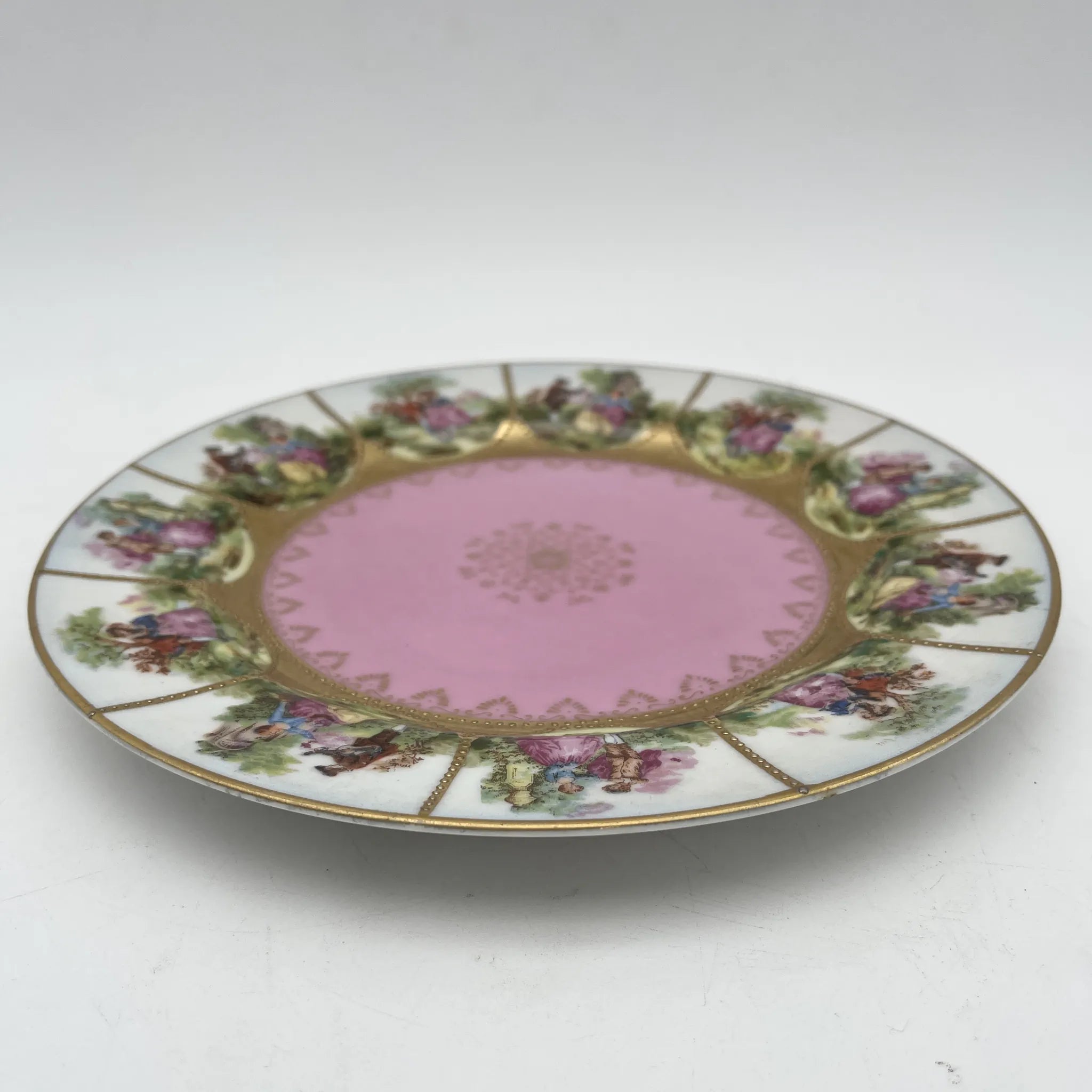 【アンティーク】 プレート / セーブル様式 / 推定19C後半 / 磁器 / フランス / フェート・ギャラント, 金彩盛り上げ