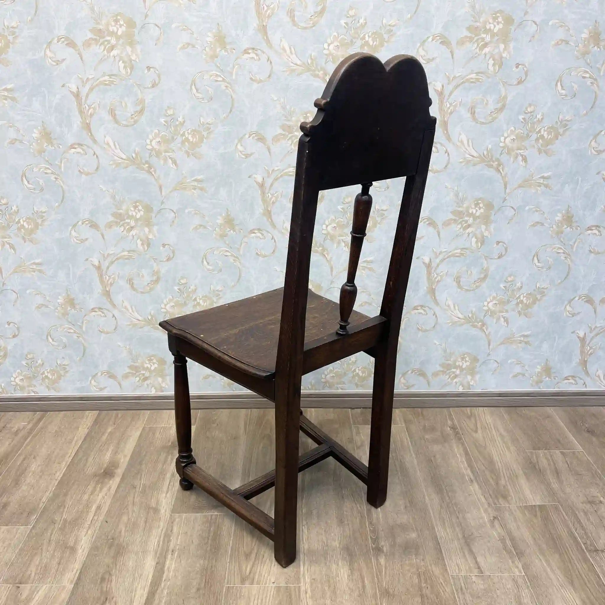 [Antique] Hall chair / estimated around 1900 / oak / England / baluster, shell