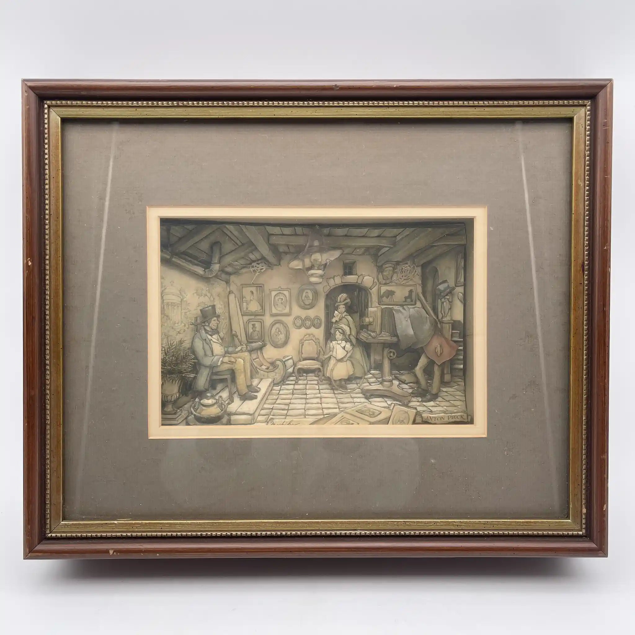[Vintage] Shadow Box (Art Frame) / Original Art: Anton Pieck / Estimated 1970-1980s / Wooden / America / 3D Decoupage