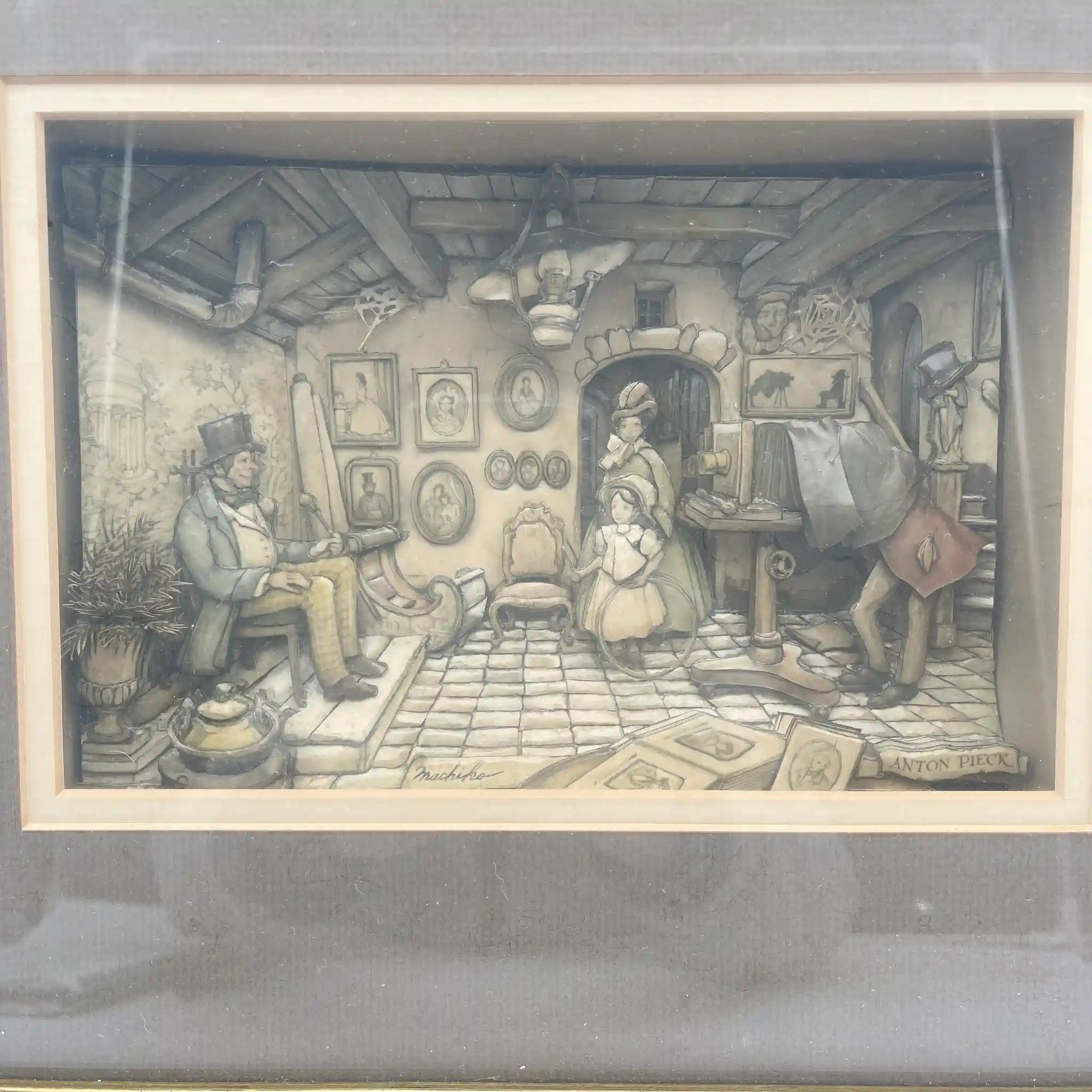 [Vintage] Shadow Box (Art Frame) / Original Art: Anton Pieck / Estimated 1970-1980s / Wooden / America / 3D Decoupage