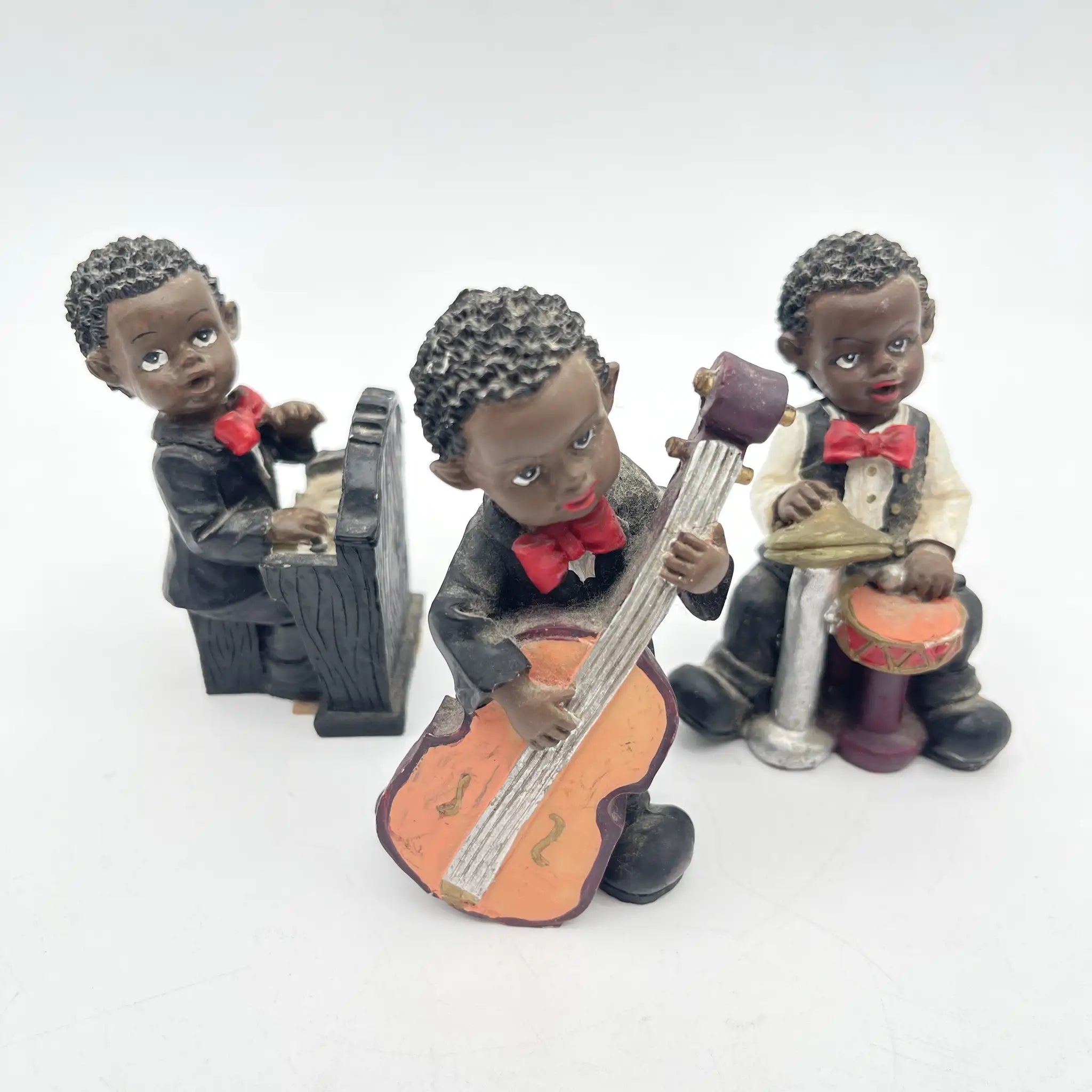 【リユース】 人形3P / ジャズバンド / 推定1990-2000s / 樹脂 / アメリカ / コントラバス, ピアノ, ドラム