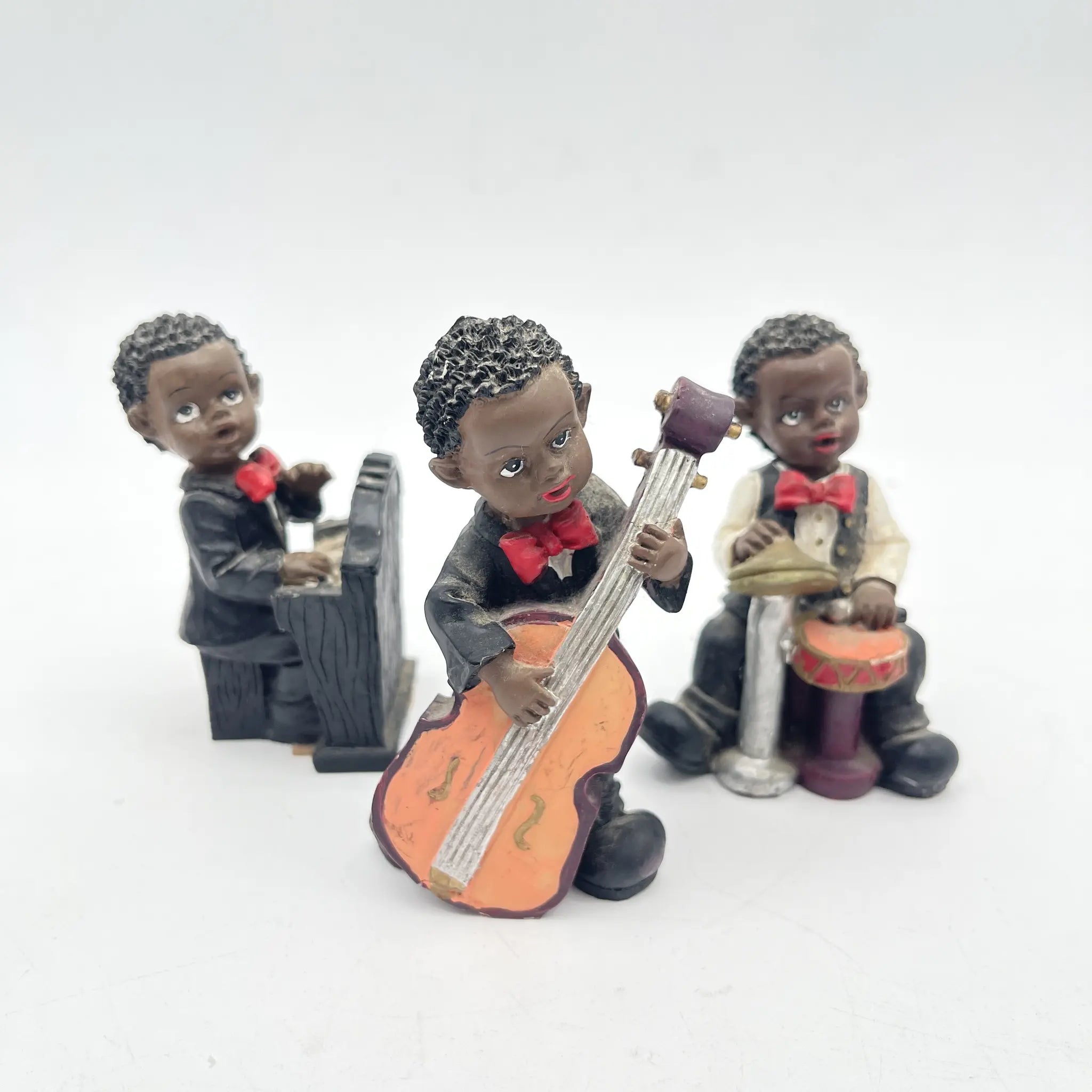 【リユース】 人形3P / ジャズバンド / 推定1990-2000s / 樹脂 / アメリカ / コントラバス, ピアノ, ドラム