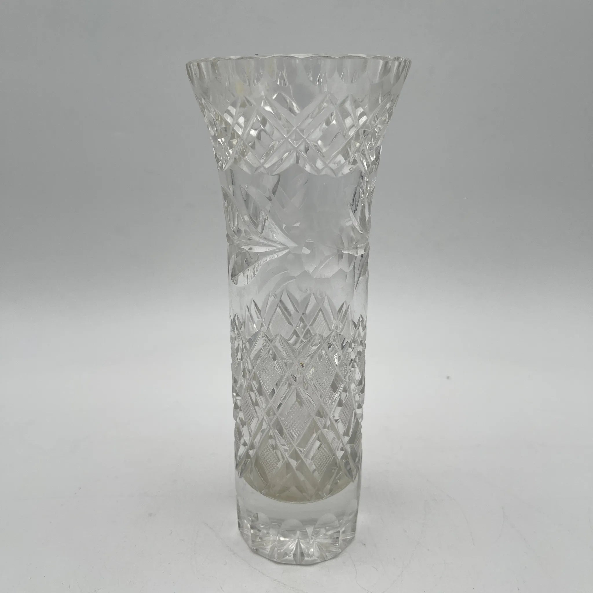 【ビンテージ】 フラワーベース (花瓶) / 推定1970-80s / クリスタルガラス / ヨーロッパ / カットガラス, 薔薇