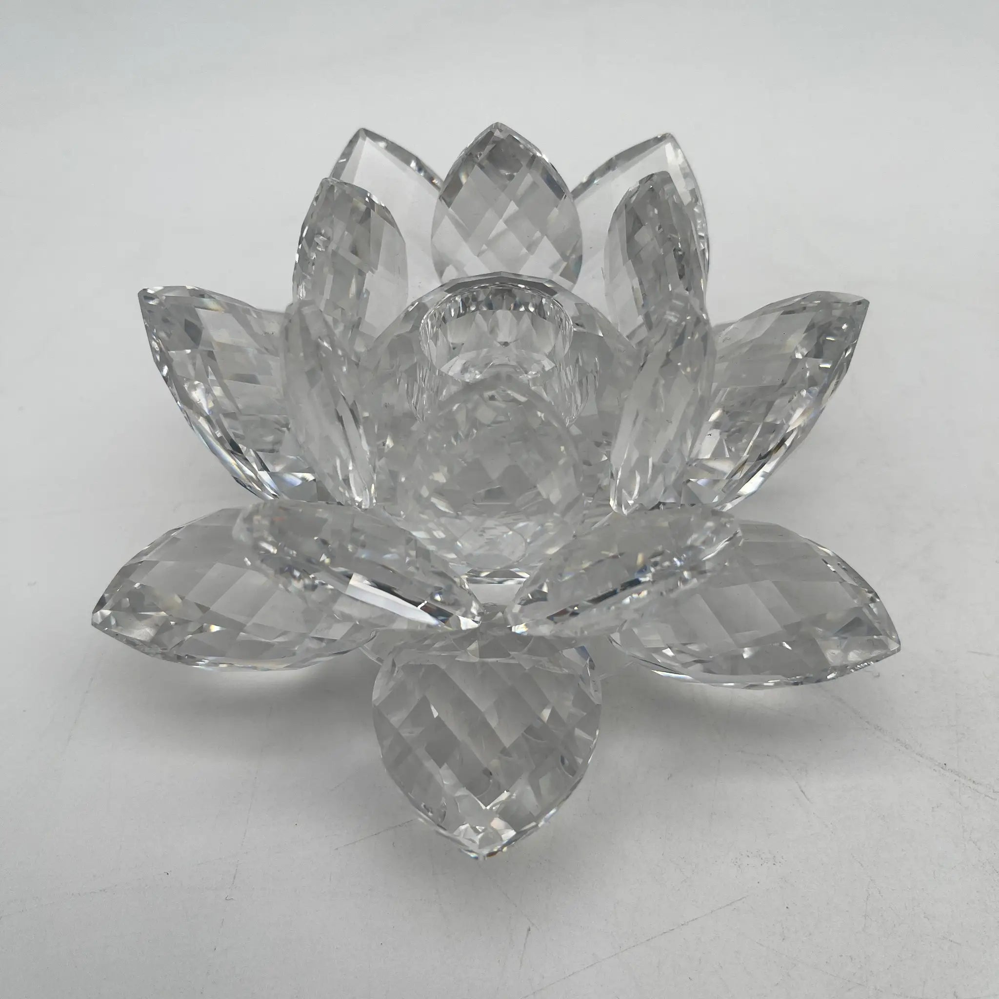 【リユース】 キャンドルホルダー (燭台) / Swarovski (スワロフスキー) / ロータス / 推定1990-2010s / クリスタルガラス / オーストリア / ファセットカット