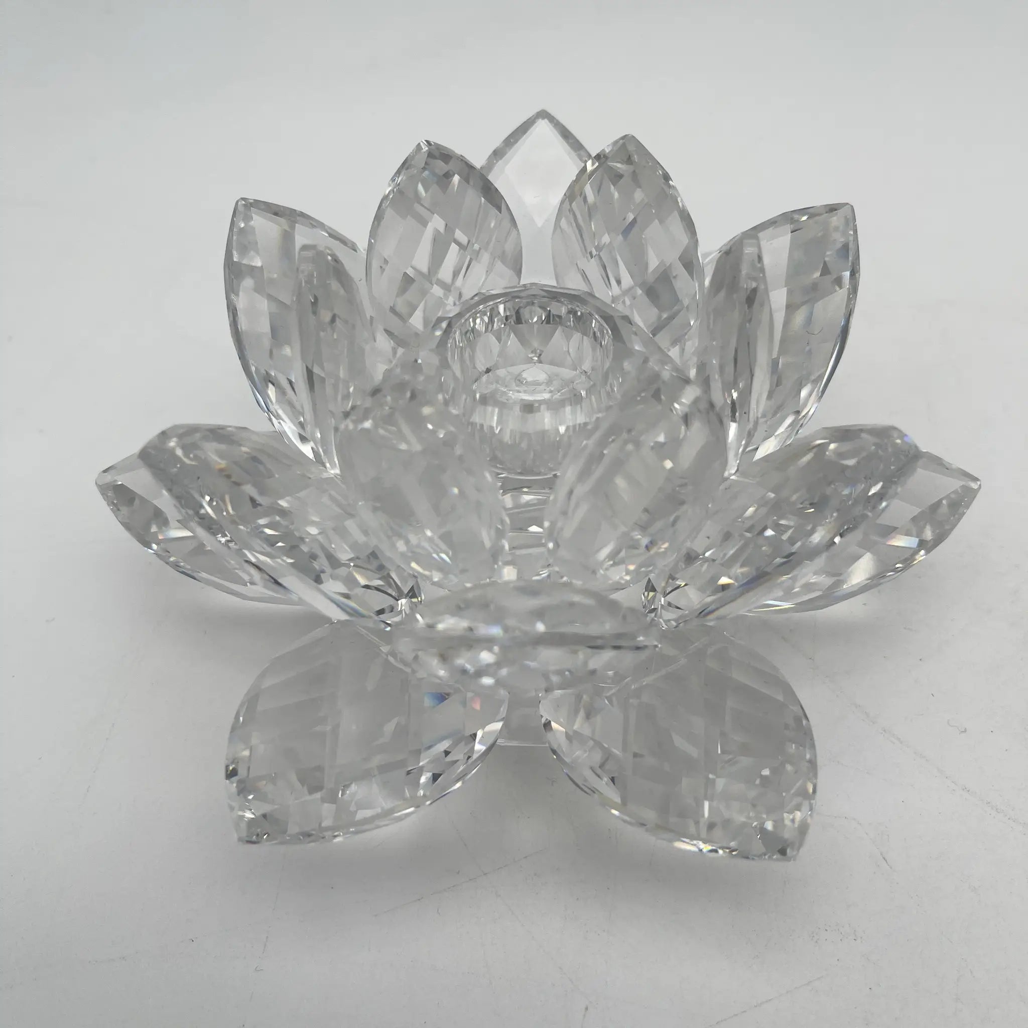 【リユース】 キャンドルホルダー (燭台) / Swarovski (スワロフスキー) / ロータス / 推定1990-2010s / クリスタルガラス / オーストリア / ファセットカット