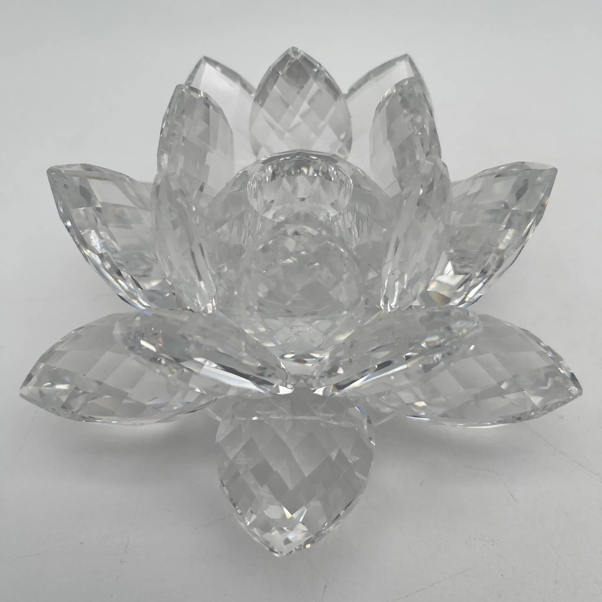 [Reuse] Candle holder (candelabra) / Swarovski / Lotus / Estimated 1990-2010s / Crystal glass / Austria / Faceted cut