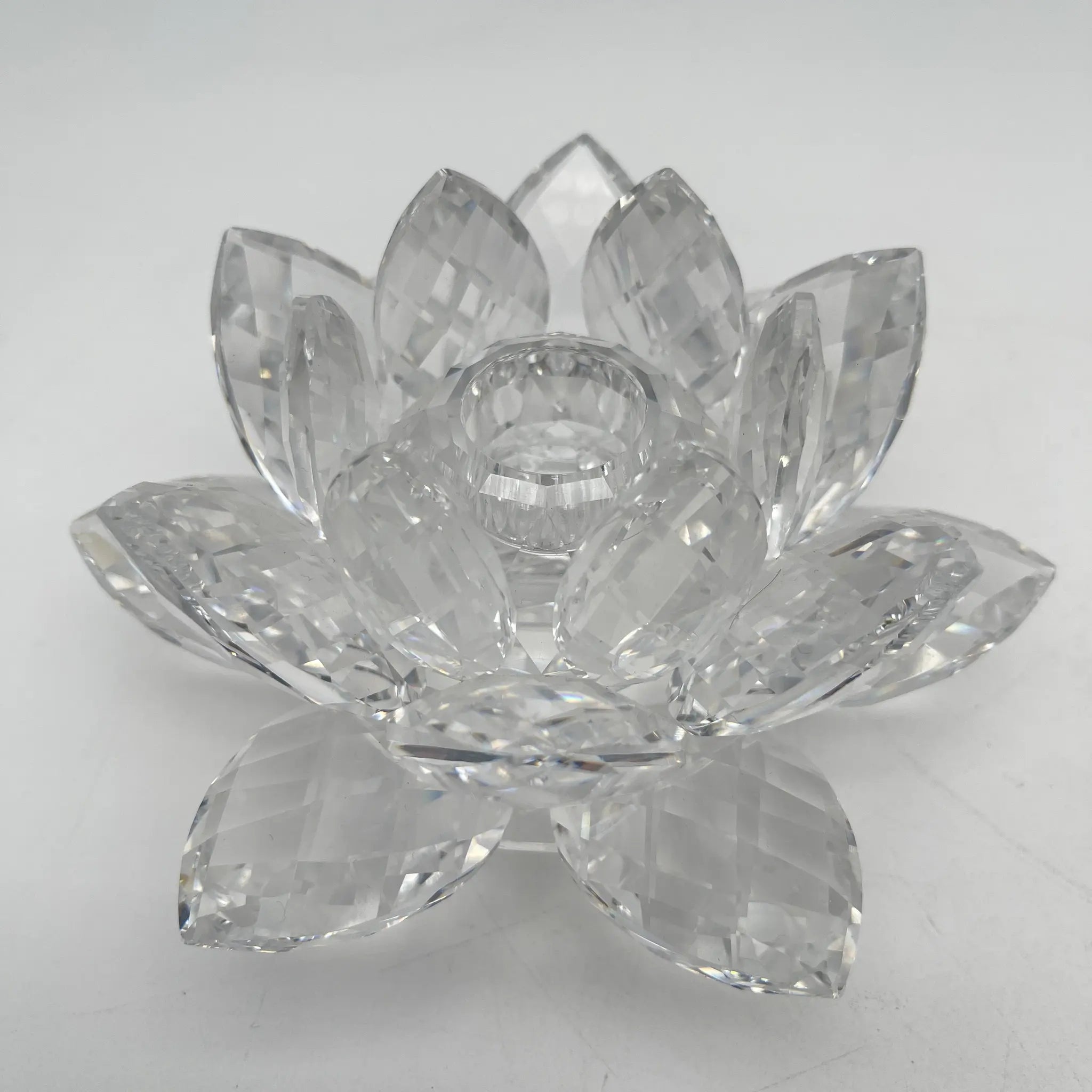 [Reuse] Candle holder (candelabra) / Swarovski / Lotus / Estimated 1990-2010s / Crystal glass / Austria / Faceted cut
