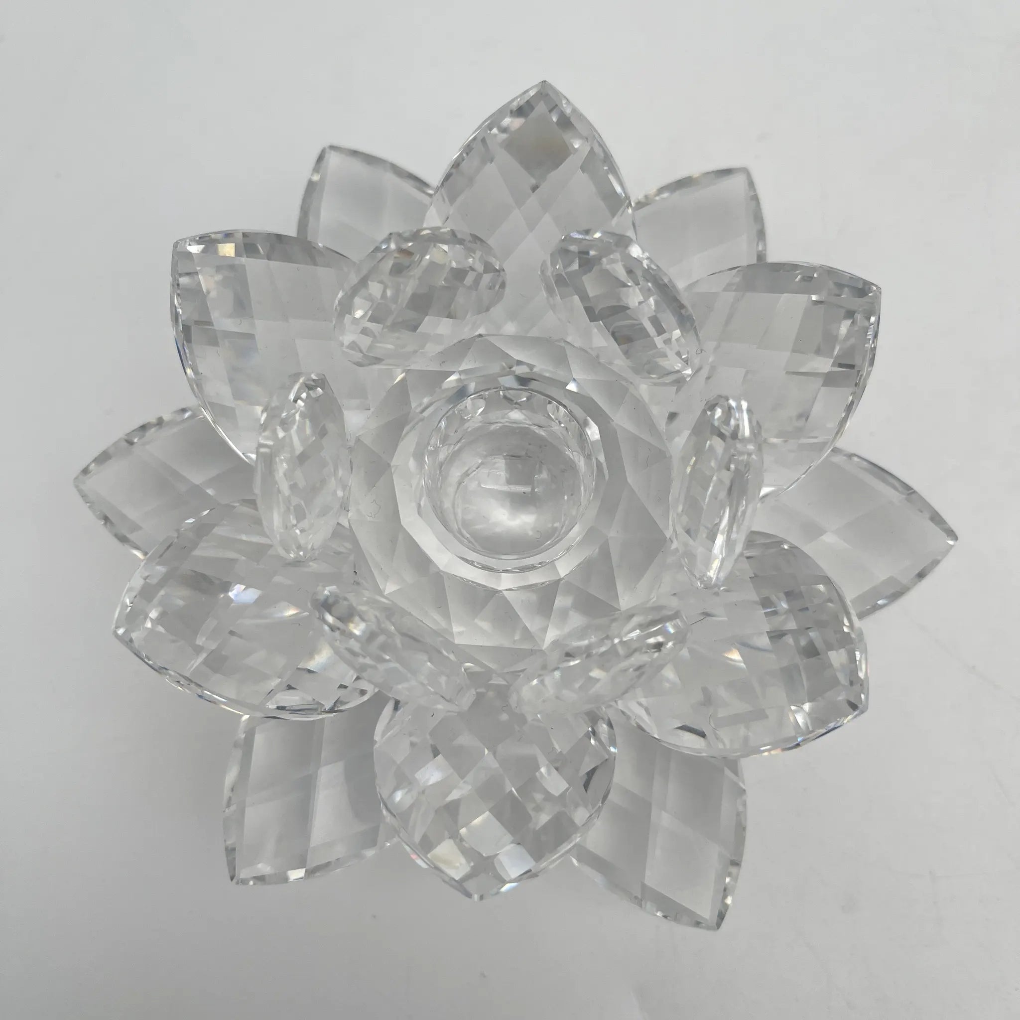 [Reuse] Candle holder (candelabra) / Swarovski / Lotus / Estimated 1990-2010s / Crystal glass / Austria / Faceted cut