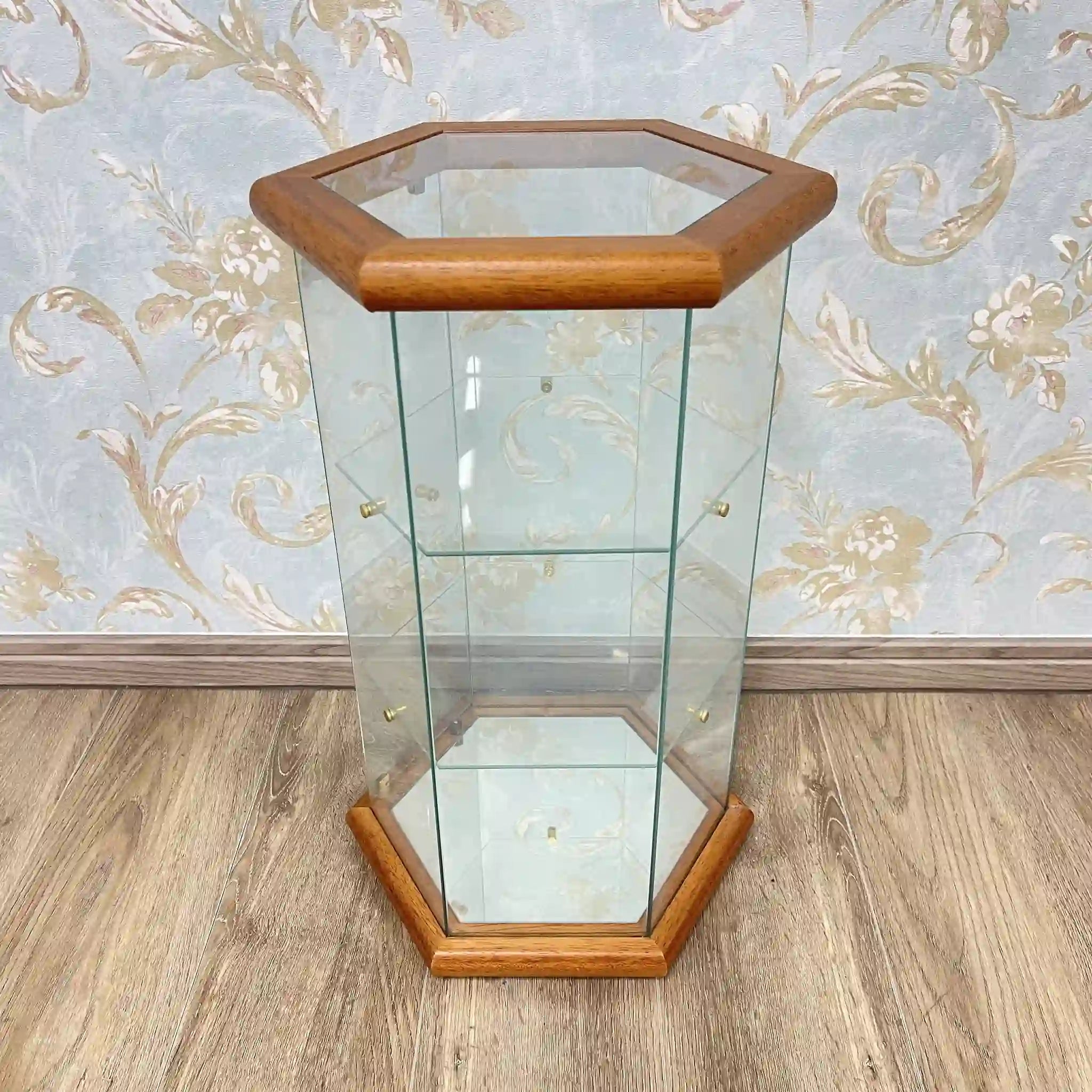 【リユース】 ショーケース / 推定1990-2000s / ビーチ材 / イタリア / 六角形