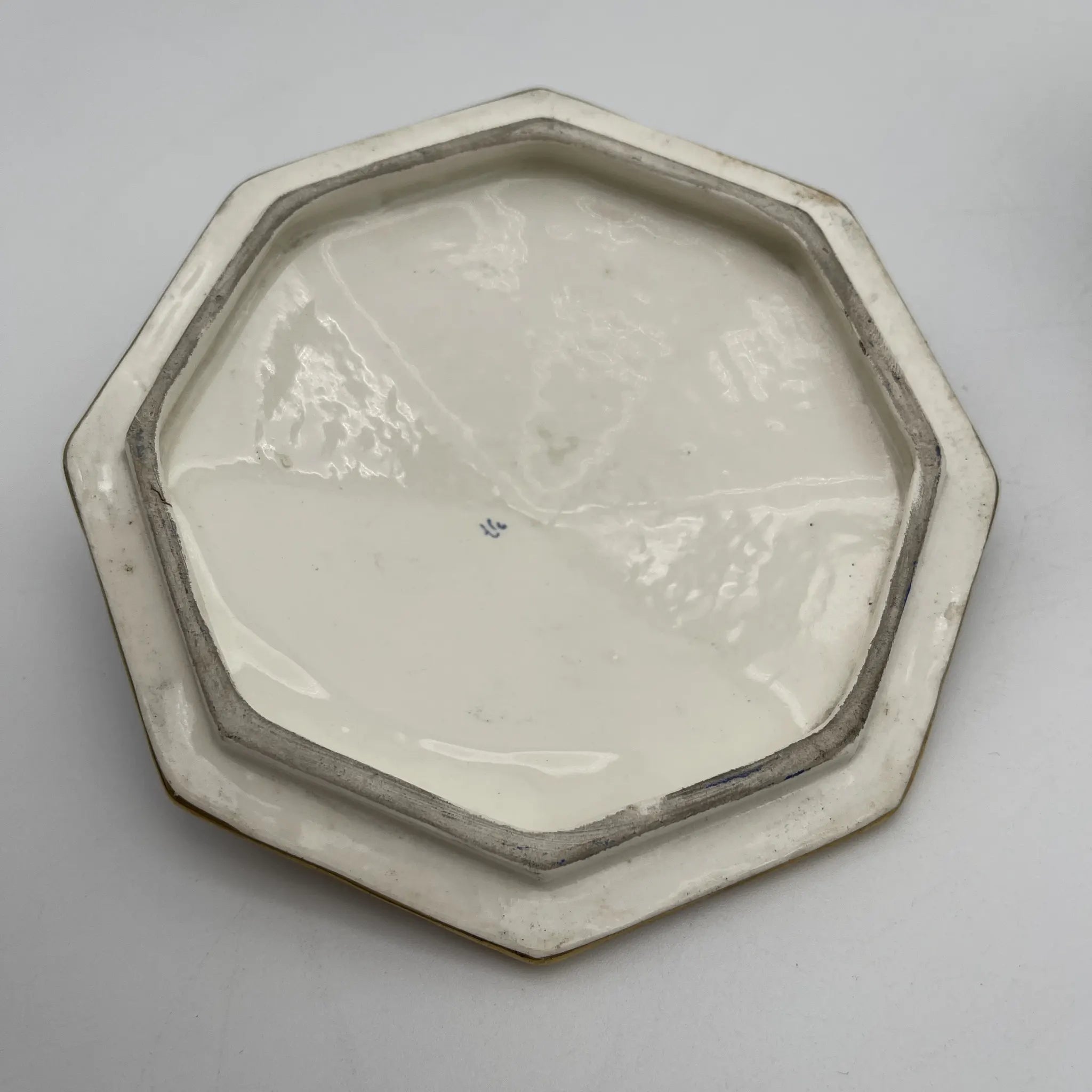 【古董】装饰盒（小盒）/装饰艺术/估计1920-30s /瓷器/欧洲/八角形，金色