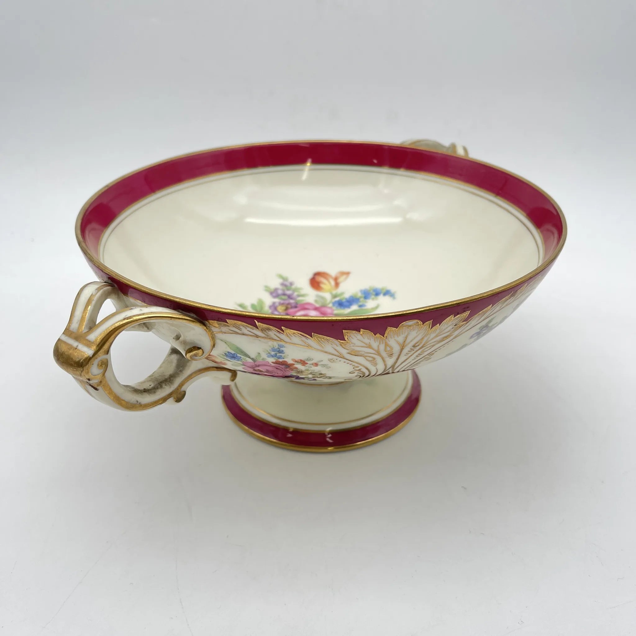 【复古】蜜饯（competer /高台盘子）/ Noritake（紫菜）/估计1910-20s /瓷器/日本/双手柄，金彩