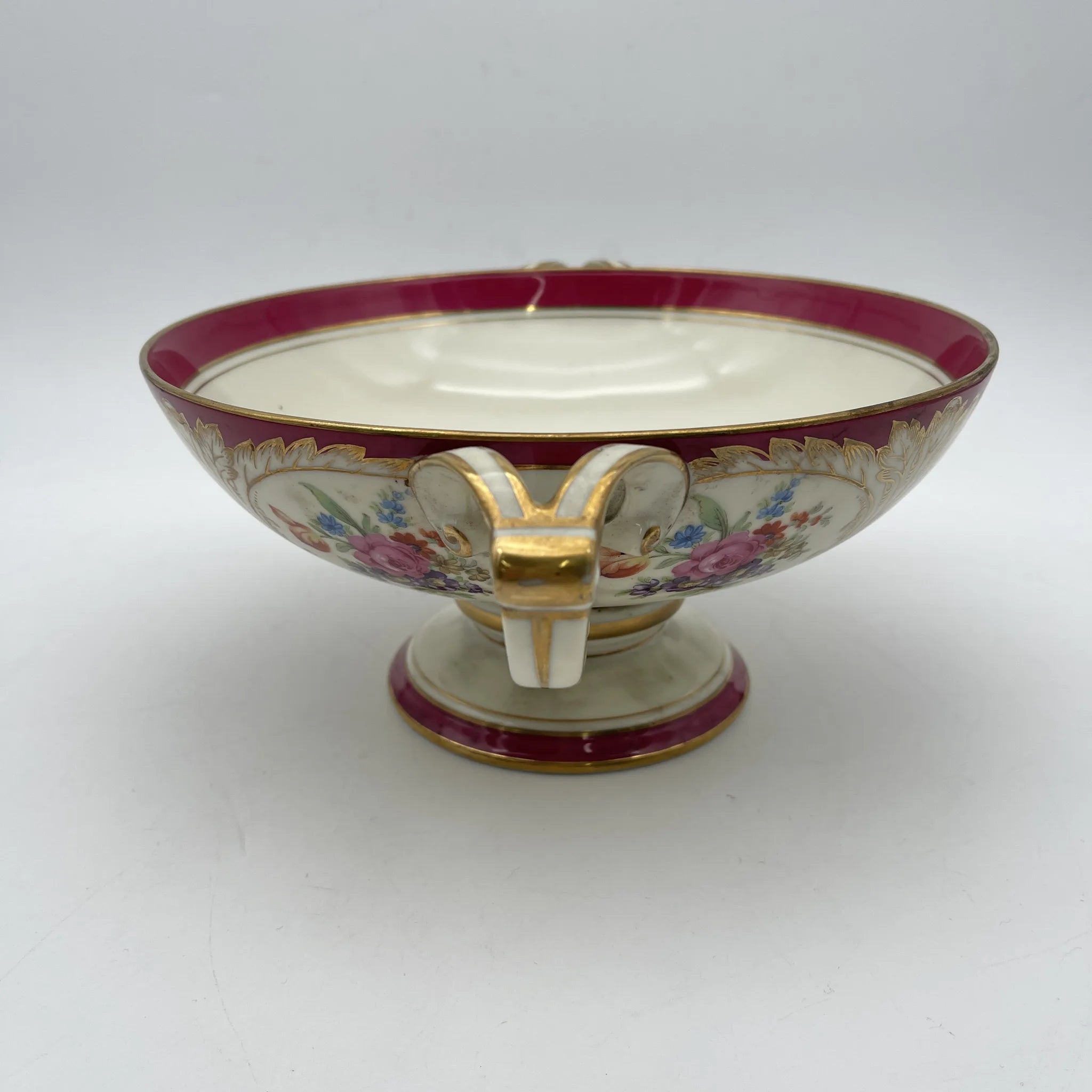 【复古】蜜饯（competer /高台盘子）/ Noritake（紫菜）/估计1910-20s /瓷器/日本/双手柄，金彩