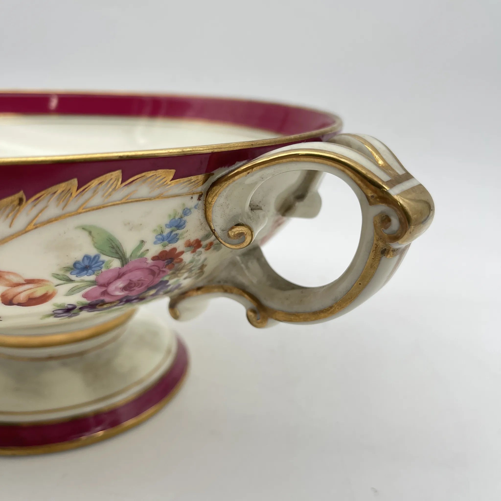 【复古】蜜饯（competer /高台盘子）/ Noritake（紫菜）/估计1910-20s /瓷器/日本/双手柄，金彩