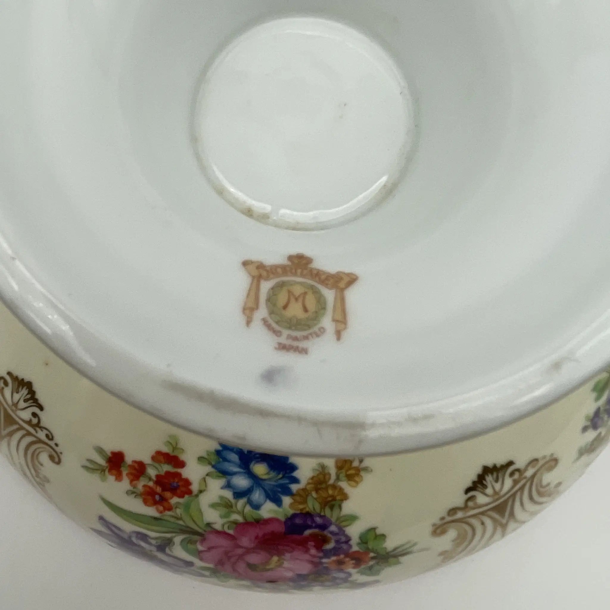 【复古】蜜饯（competer /高台盘子）/ Noritake（紫菜）/估计1910-20s /瓷器/日本/双手柄，金彩