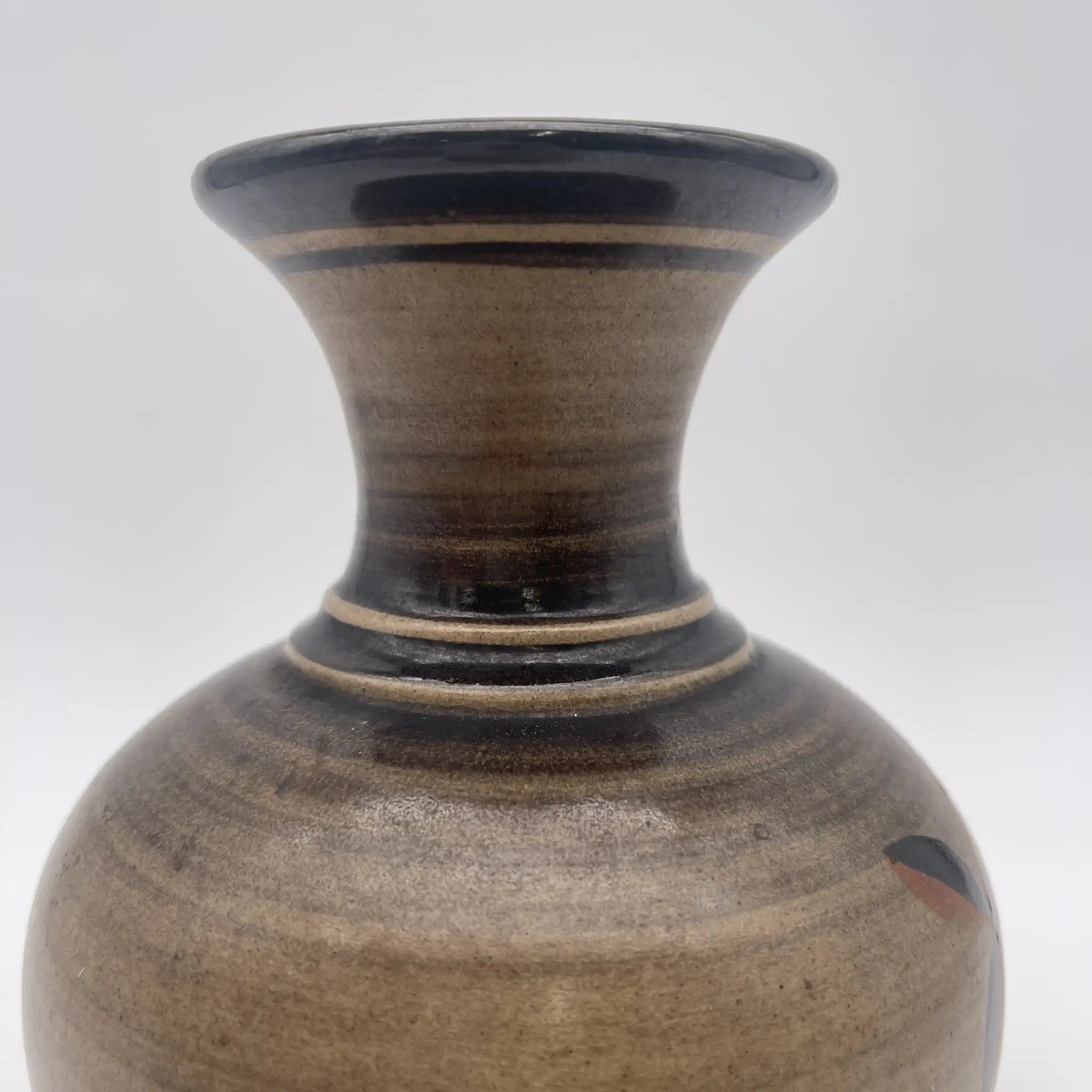 [Vintage] Flower vase / Mid-century / Estimated 1960-1970s / Pottery / Sweden / Hand painted