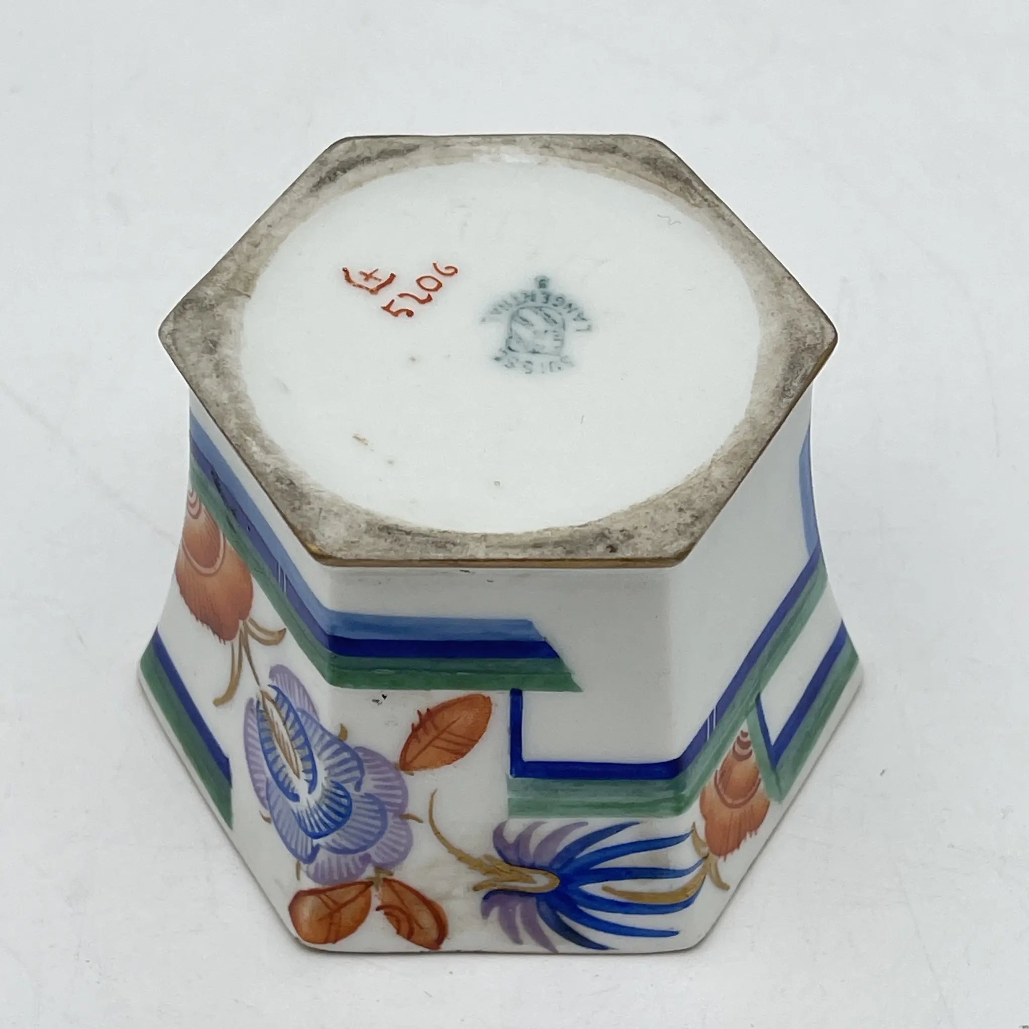 【复古】装饰盒（小盒）/ Langenthal（兰根焦油）/装饰艺术/估计1930-40s /瓷器/瑞士/六角形，final