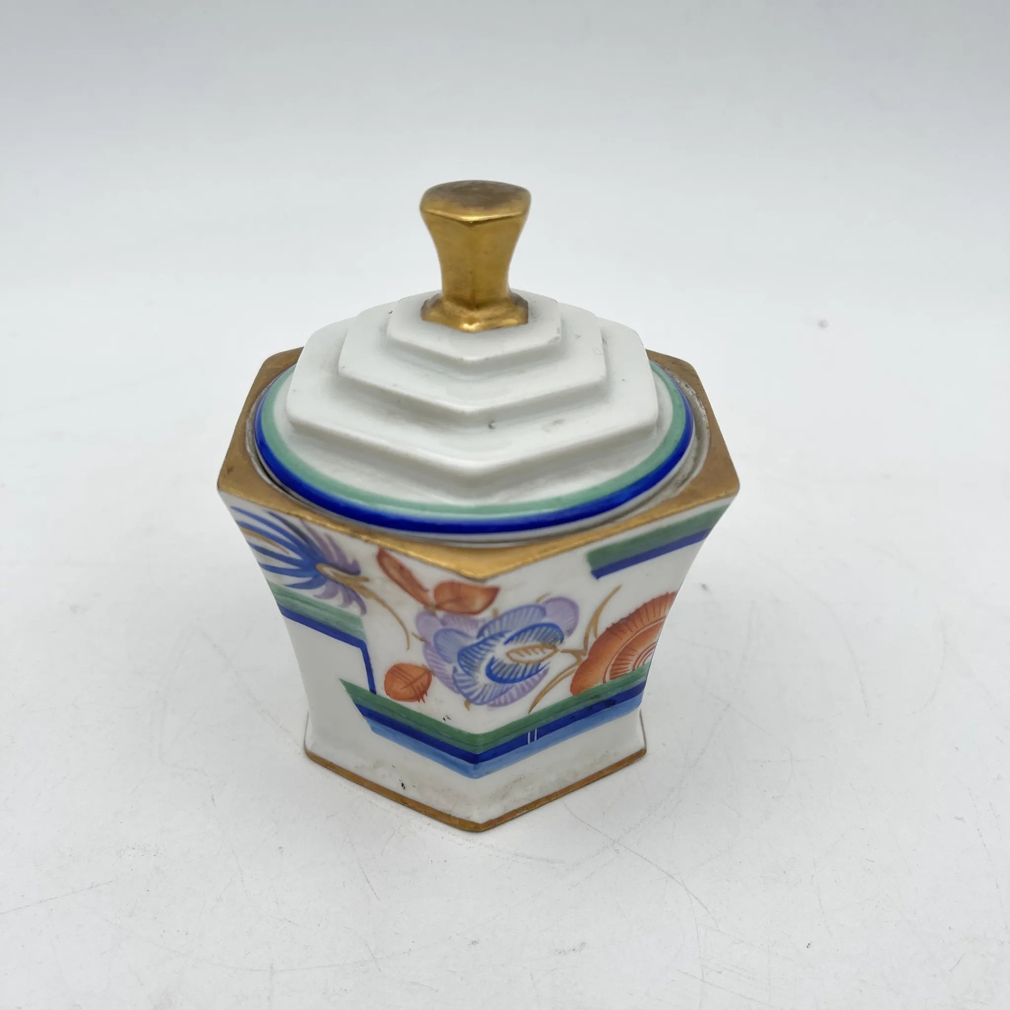 【复古】装饰盒（小盒）/ Langenthal（兰根焦油）/装饰艺术/估计1930-40s /瓷器/瑞士/六角形，final