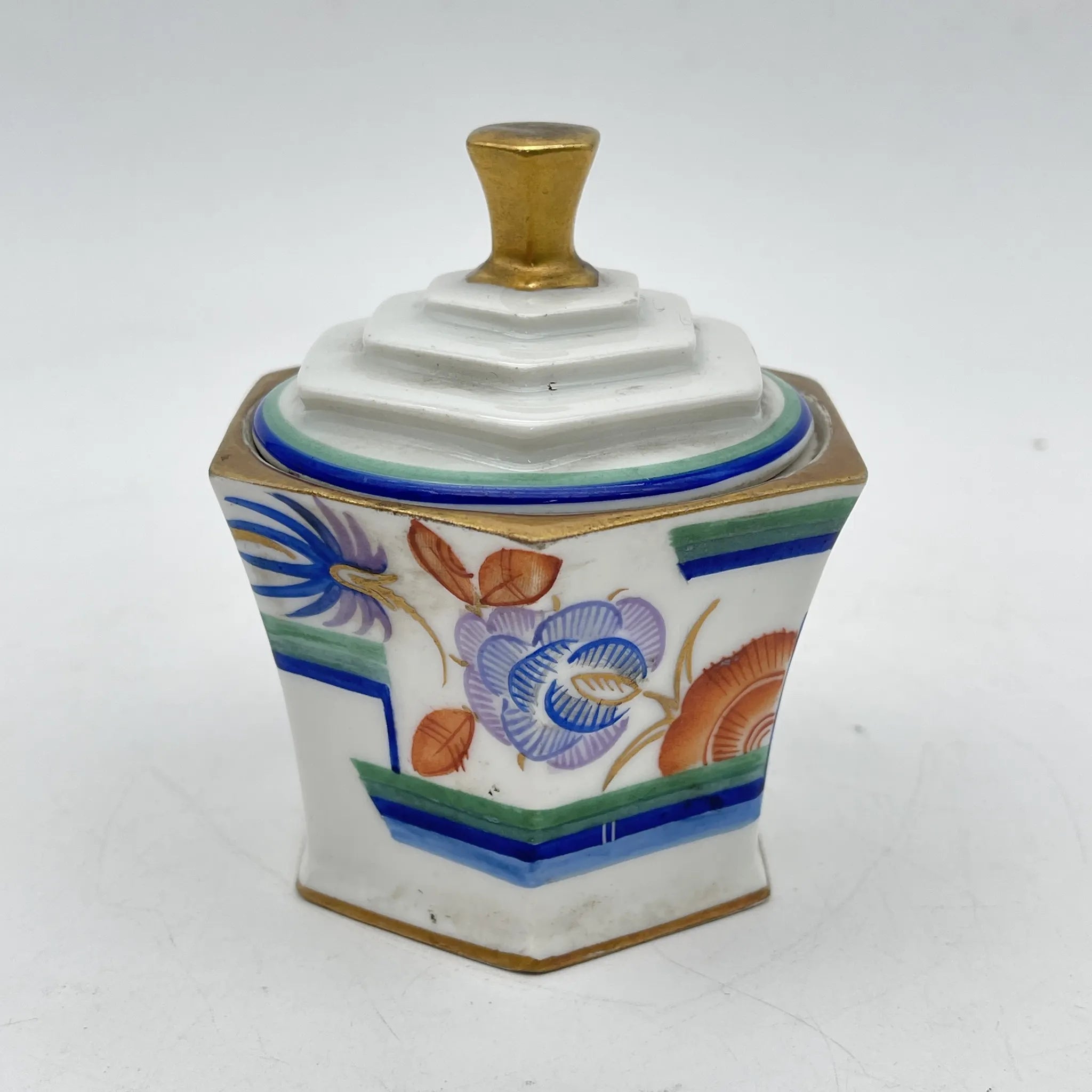 【复古】装饰盒（小盒）/ Langenthal（兰根焦油）/装饰艺术/估计1930-40s /瓷器/瑞士/六角形，final