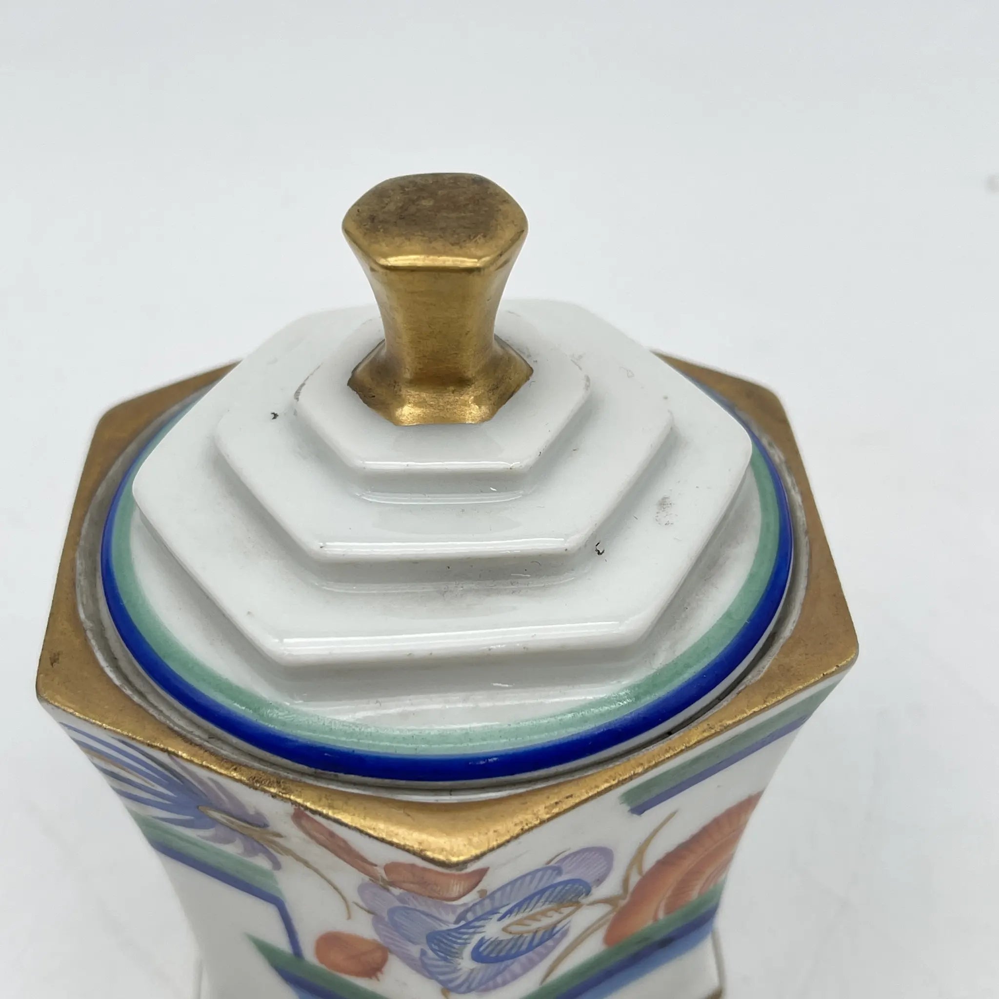 【复古】装饰盒（小盒）/ Langenthal（兰根焦油）/装饰艺术/估计1930-40s /瓷器/瑞士/六角形，final