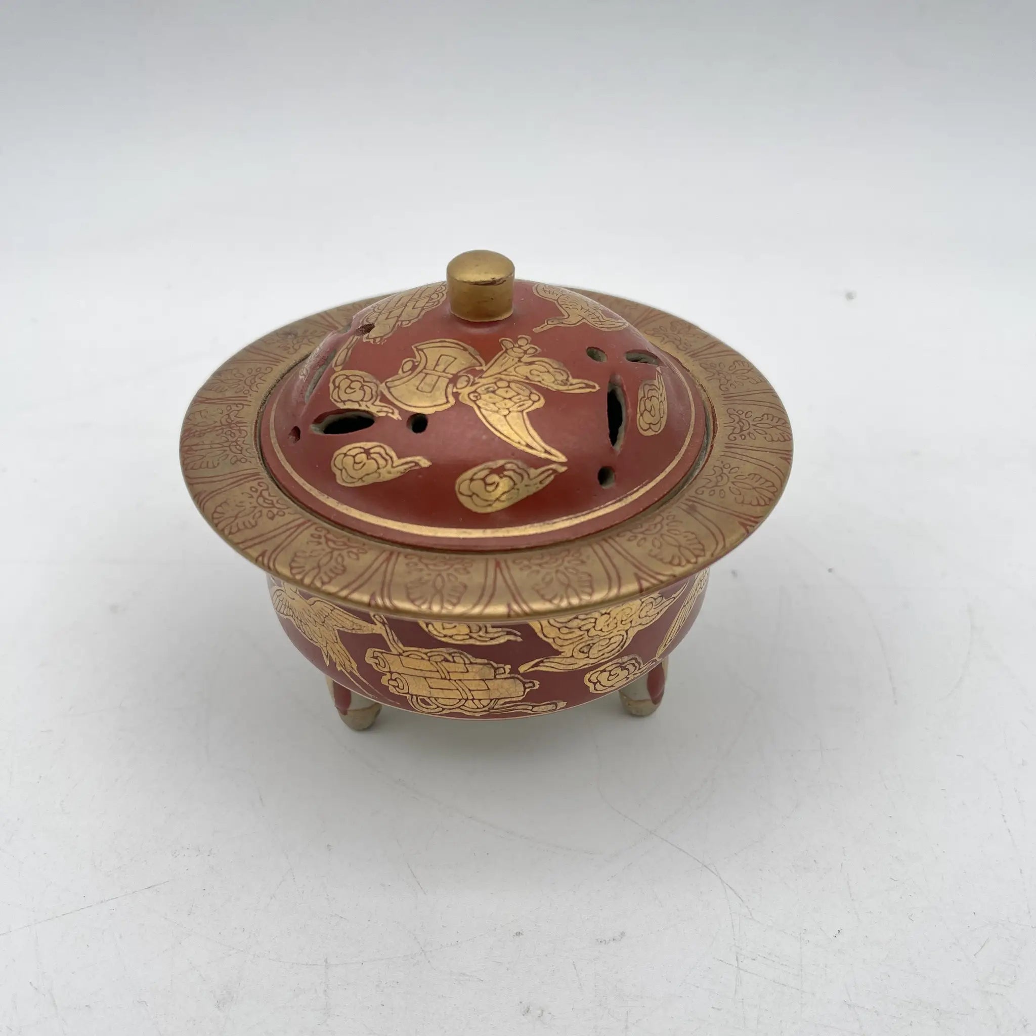 【骨董品】 香炉 / 永楽 / 明治末-大正 / 陶器 / 日本 / 鳳凰, 宝尽くし文, 三足