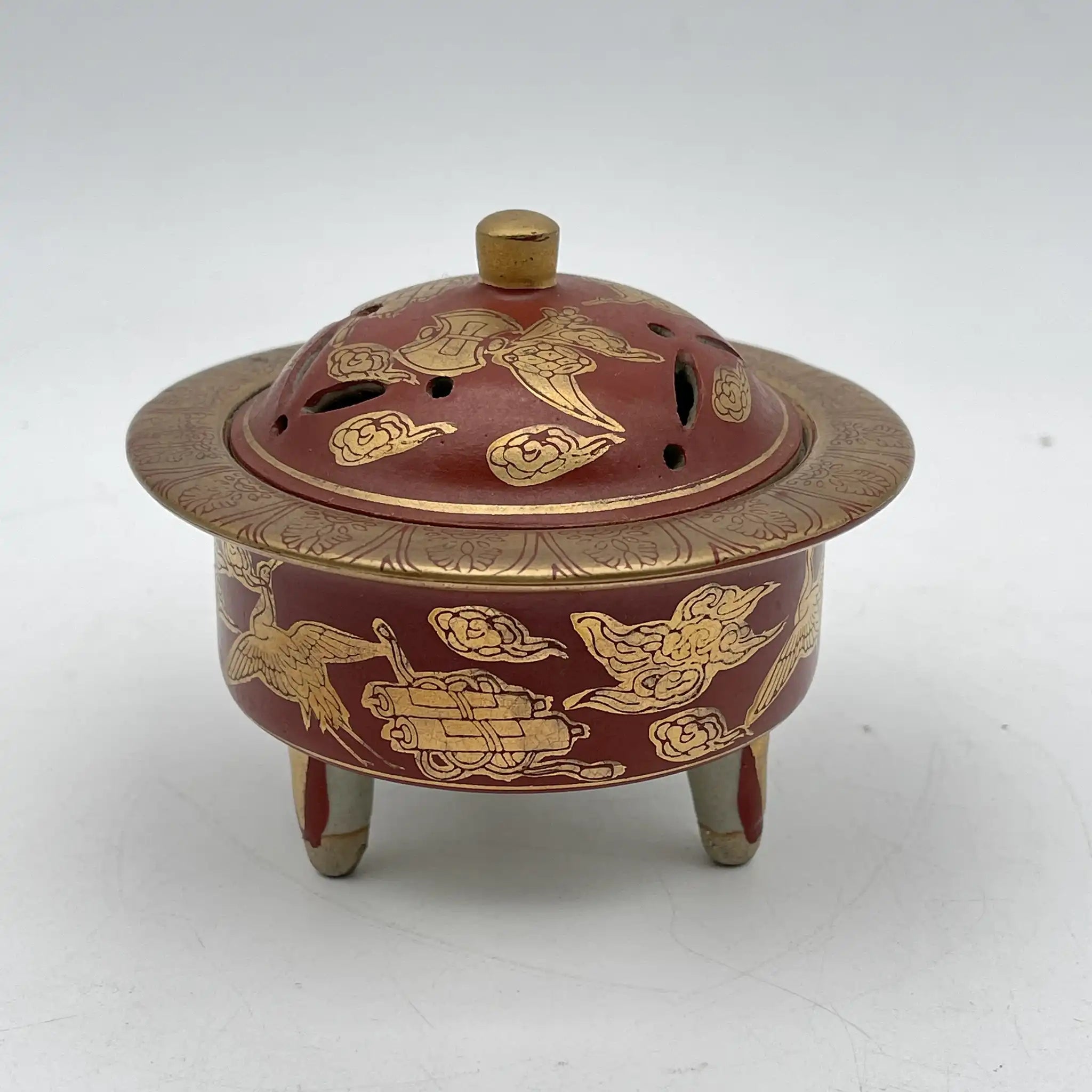 【骨董品】 香炉 / 永楽 / 明治末-大正 / 陶器 / 日本 / 鳳凰, 宝尽くし文, 三足