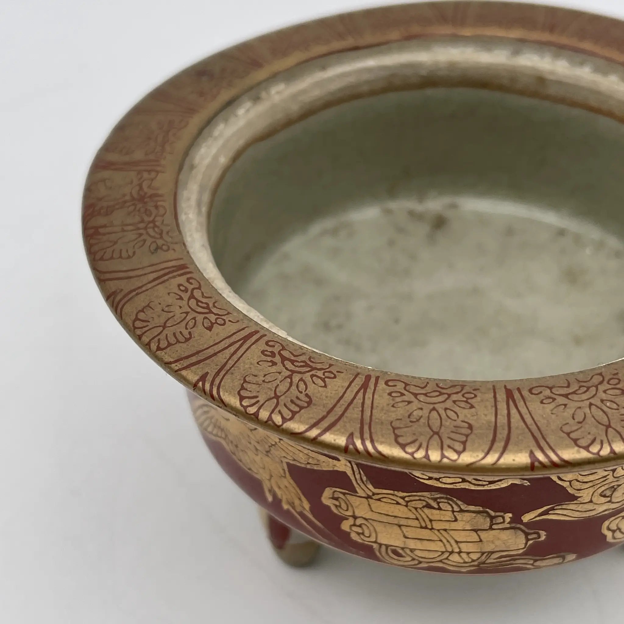 【骨董品】 香炉 / 永楽 / 明治末-大正 / 陶器 / 日本 / 鳳凰, 宝尽くし文, 三足